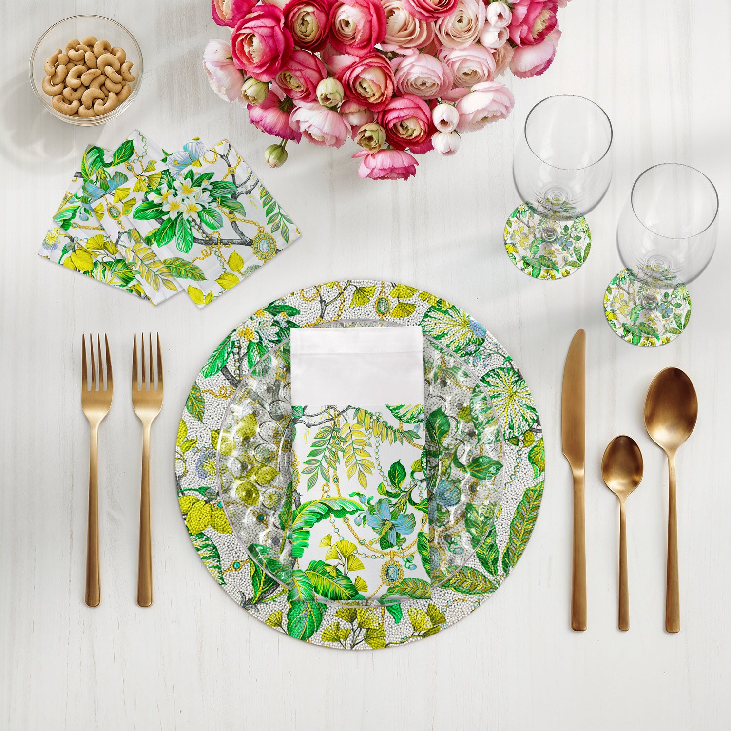 Plumeria Lemon Round Smooth Beaded Placemats