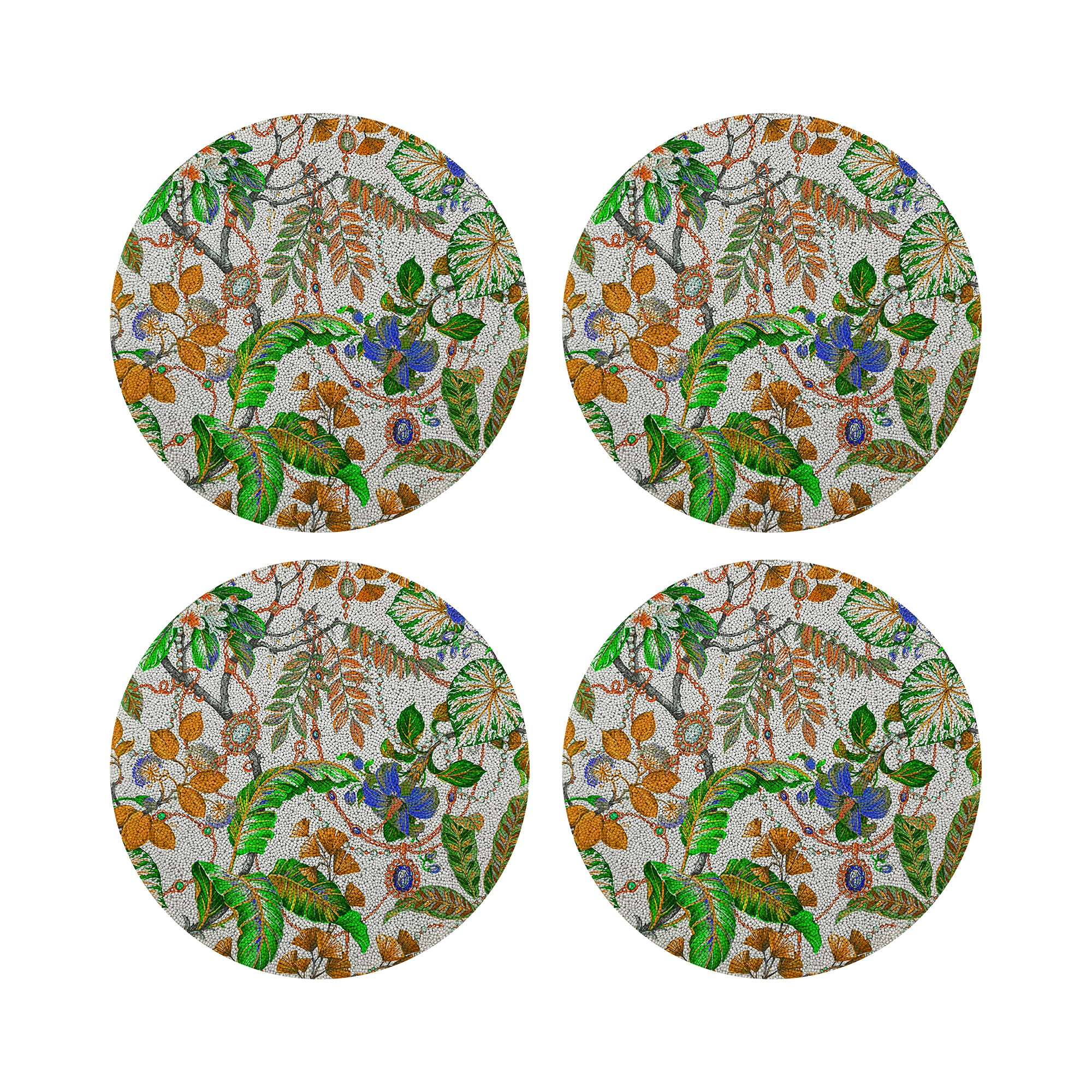 Plumeria Tangerine Round Smooth Beaded Placemats