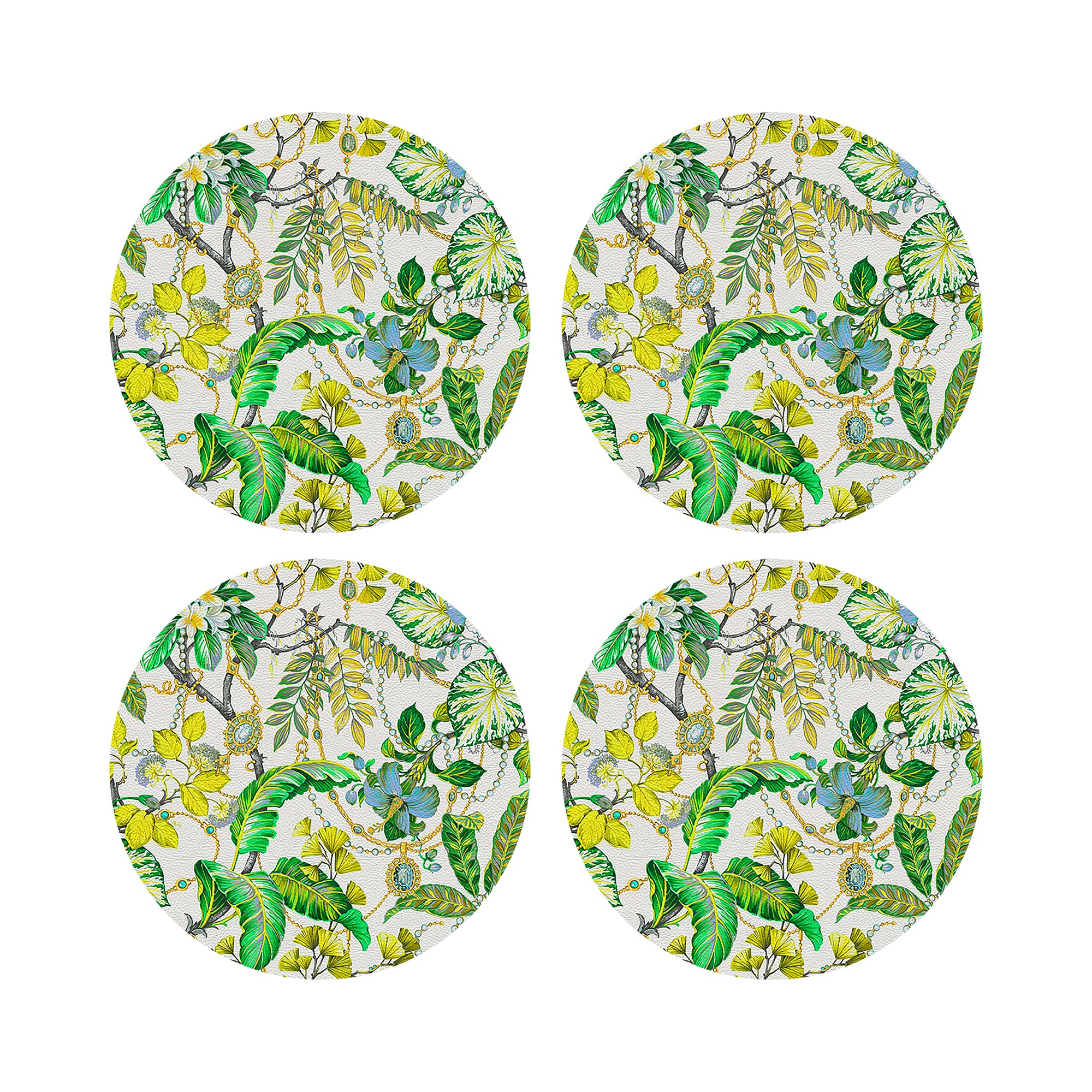 Plumeria Lemon 16" Round Pebble Placemats, Set of 4 - nicolettemayer.com