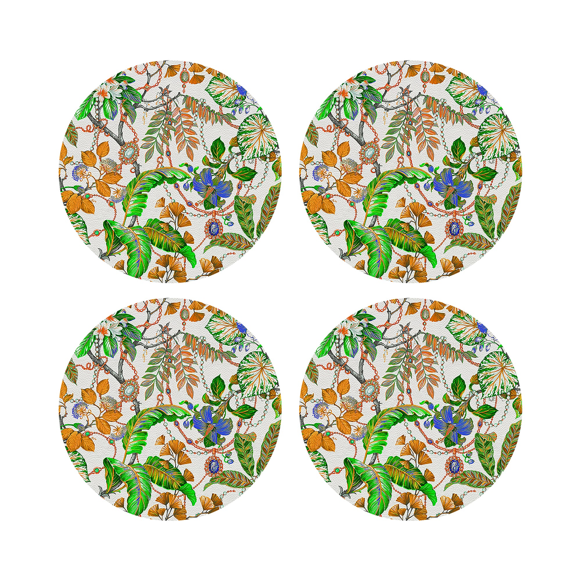 Plumeria Tangerine 16" Round Pebble Placemats, Set of 4 - nicolettemayer.com