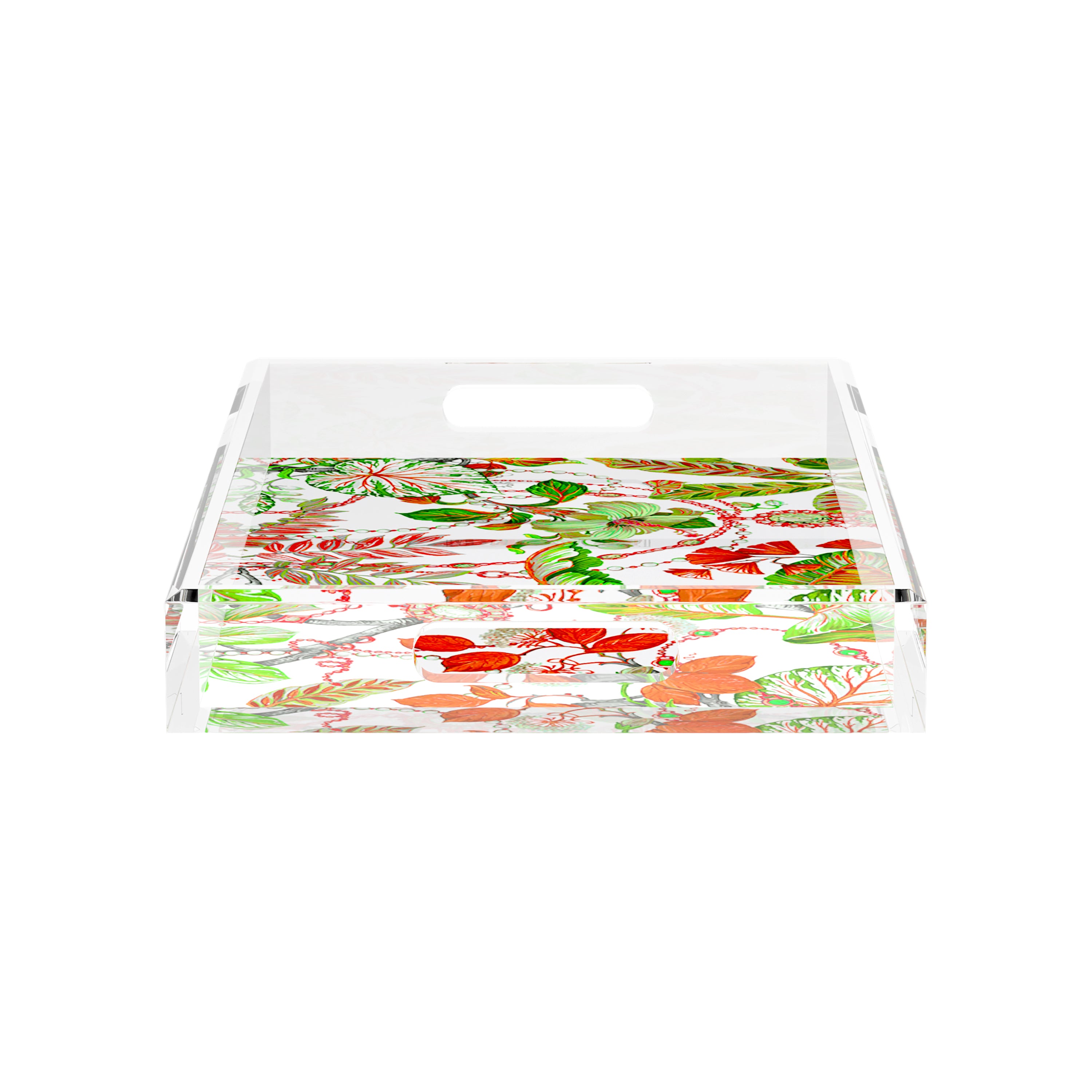 Plumeria Red 17X10.5 Acrylic Tray - nicolettemayer.com