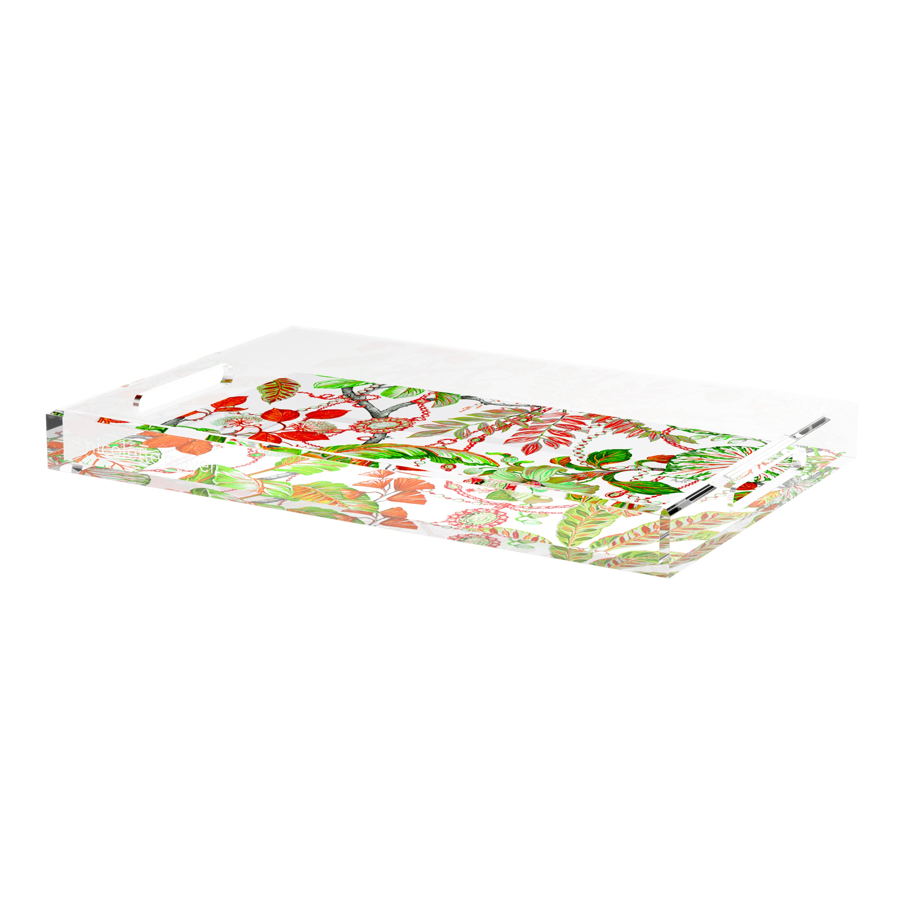 Plumeria Red 22.5X14.5 Acrylic Tray - nicolettemayer.com