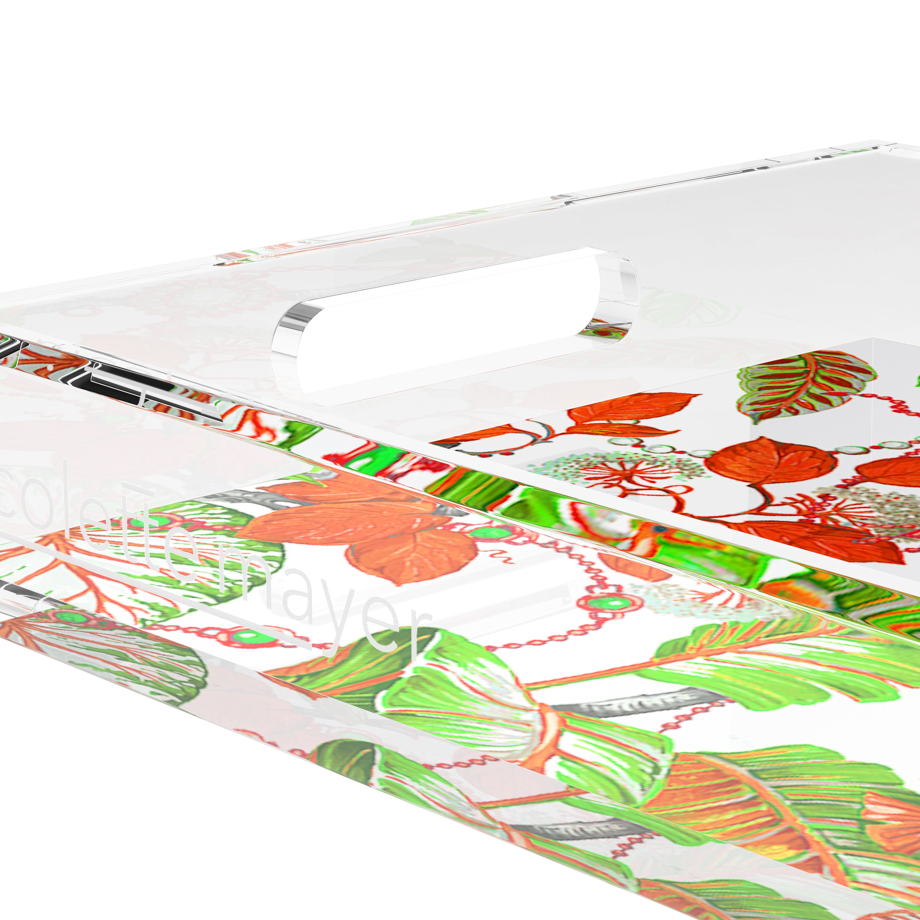 Plumeria Red 22.5X14.5 Acrylic Tray - nicolettemayer.com