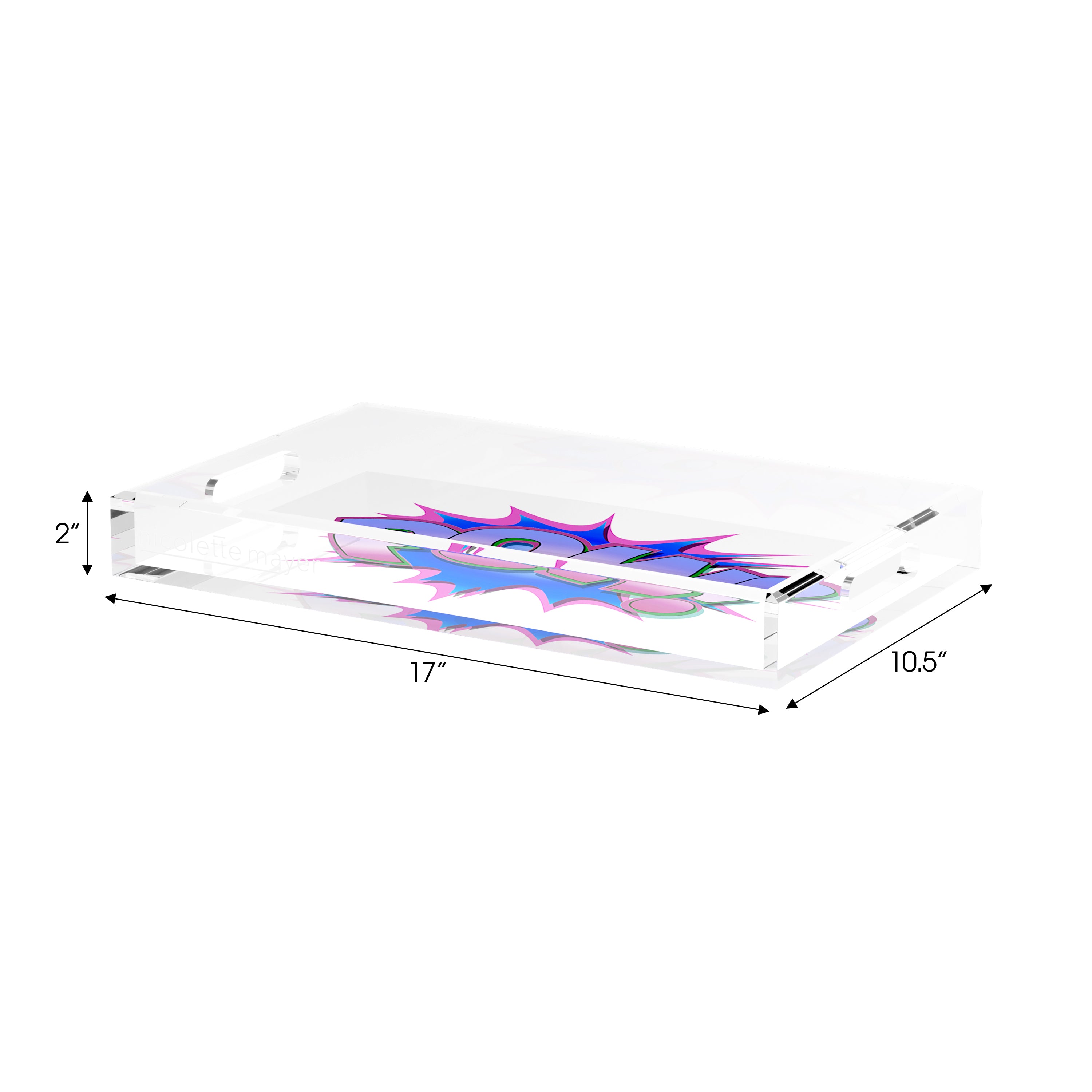 Pow Blue Pink 17X10.5 Acrylic Tray - nicolettemayer.com