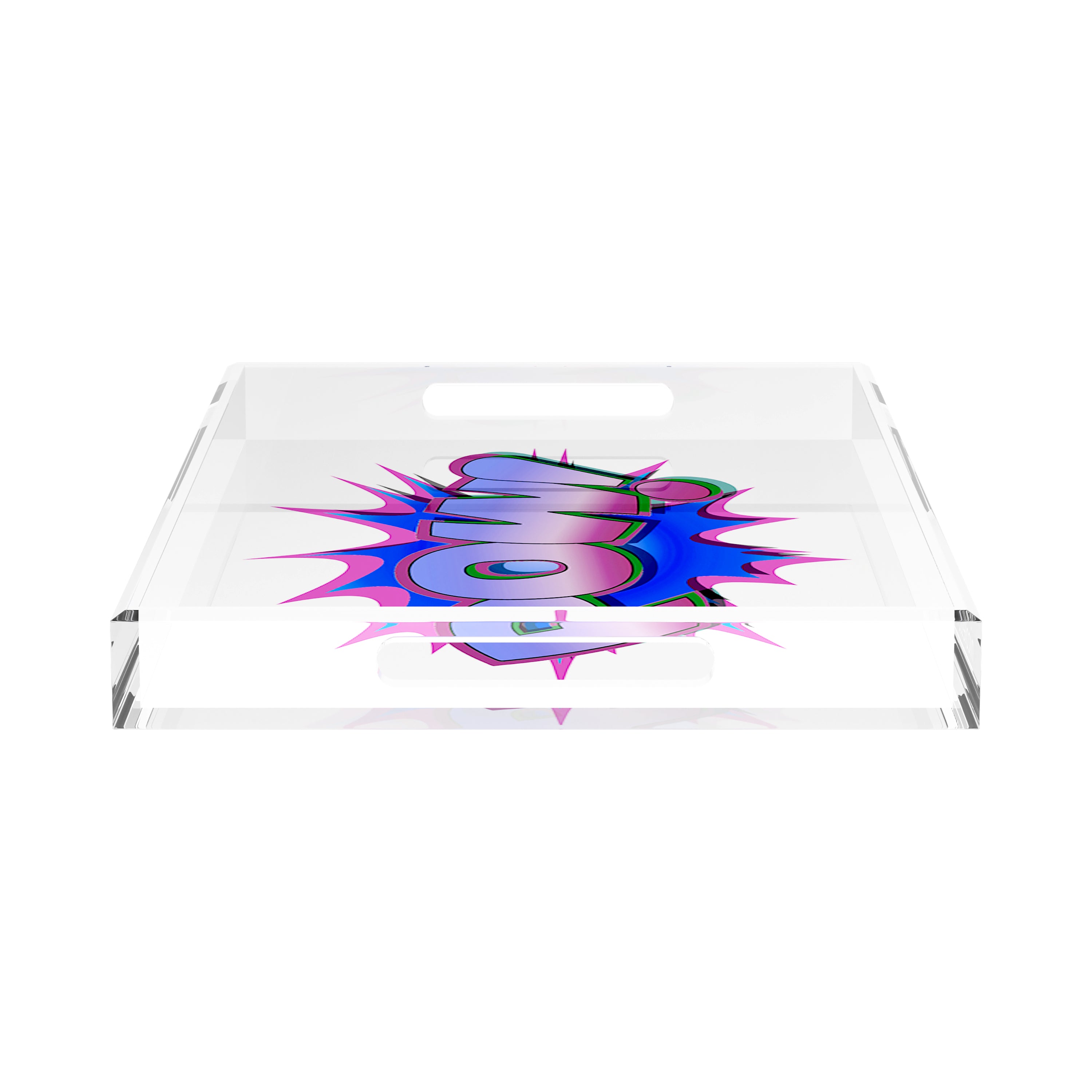 Pow Blue Pink 22.5X14.5 Acrylic Tray - nicolettemayer.com