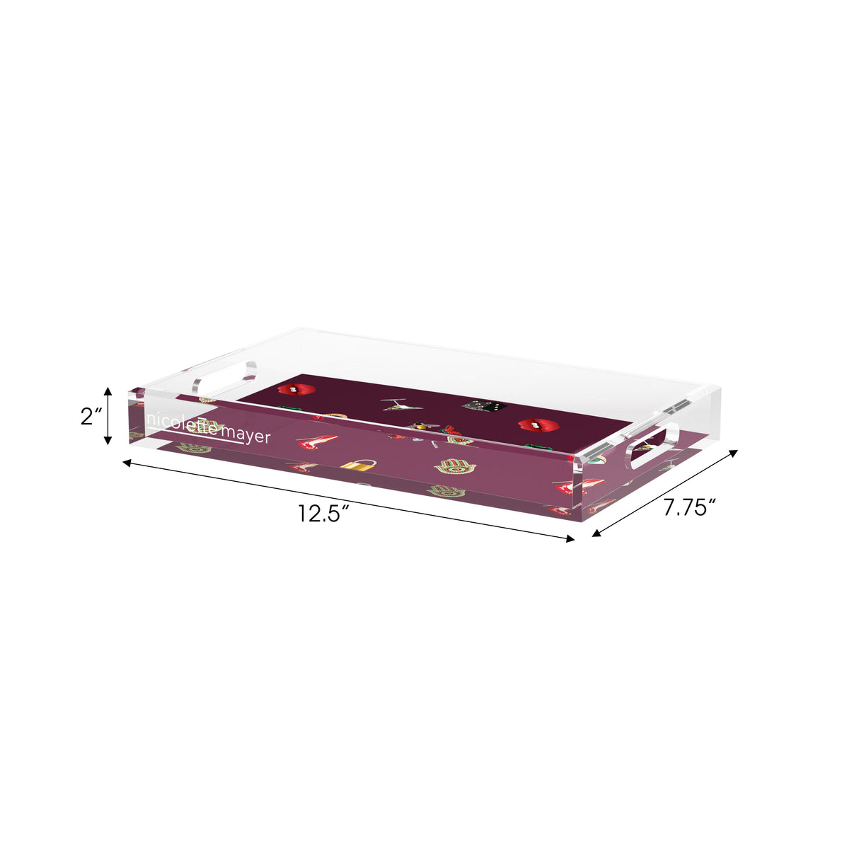 Precise Edge Eggplant Acrylic Decorative Tray, 12.5 x 7.75 in. by Nicolette Mayer