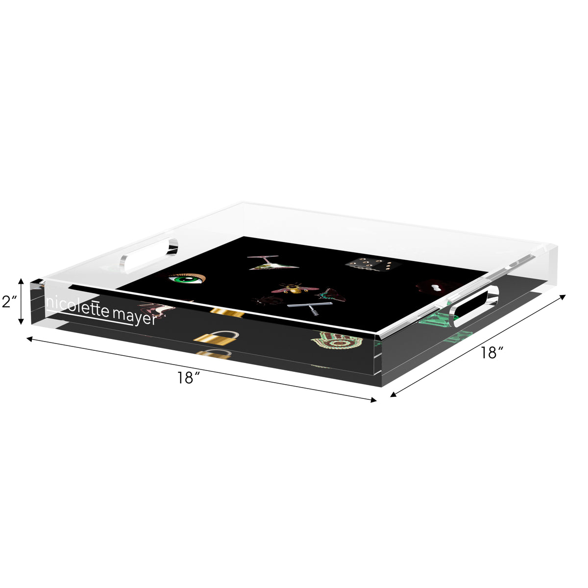 Precise Edge Black Acrylic Decorative Tray, 18 x 18 in. by Nicolette Mayer