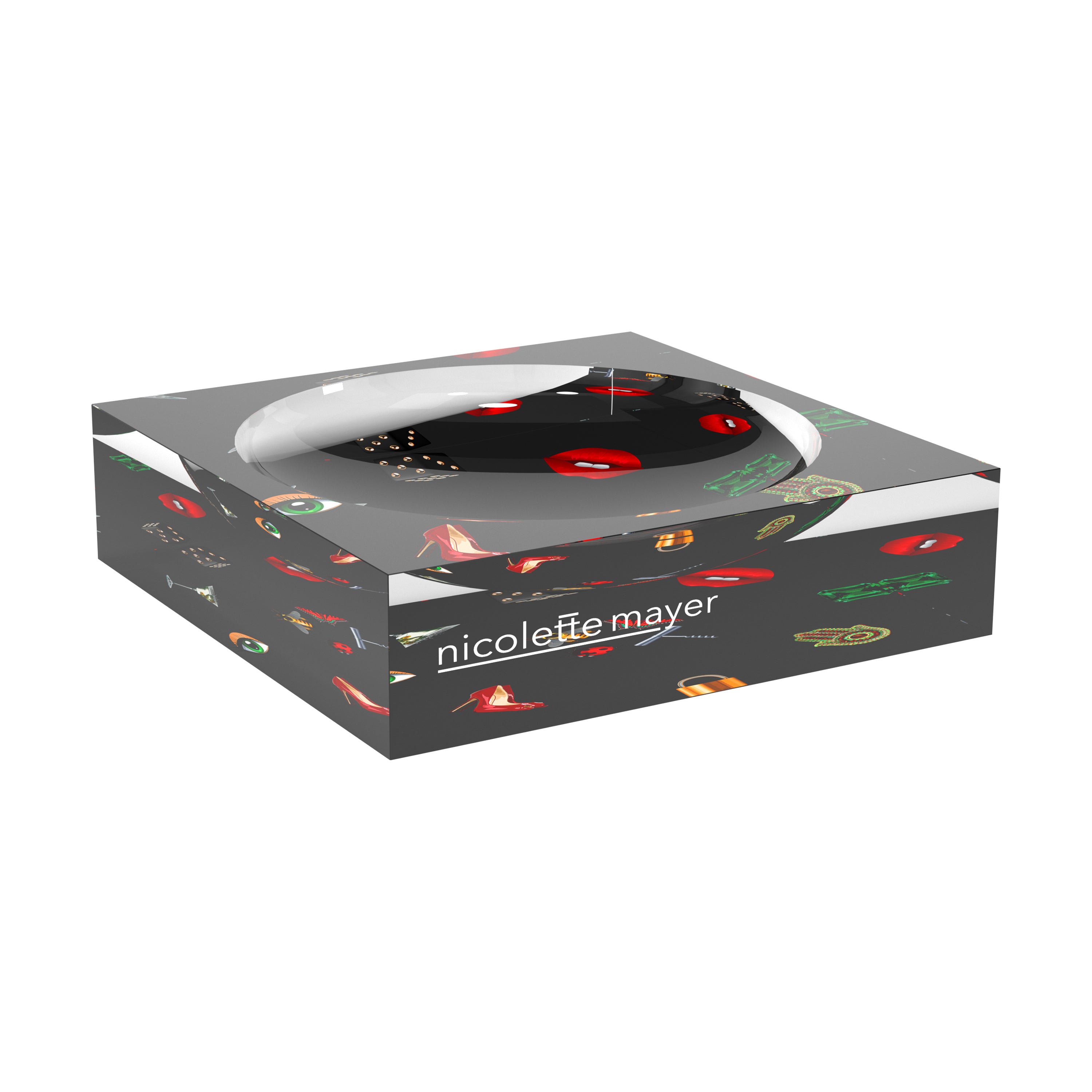 Precise Edge Charcoal Acrylic Candy Catchall Dish - nicolettemayer.com