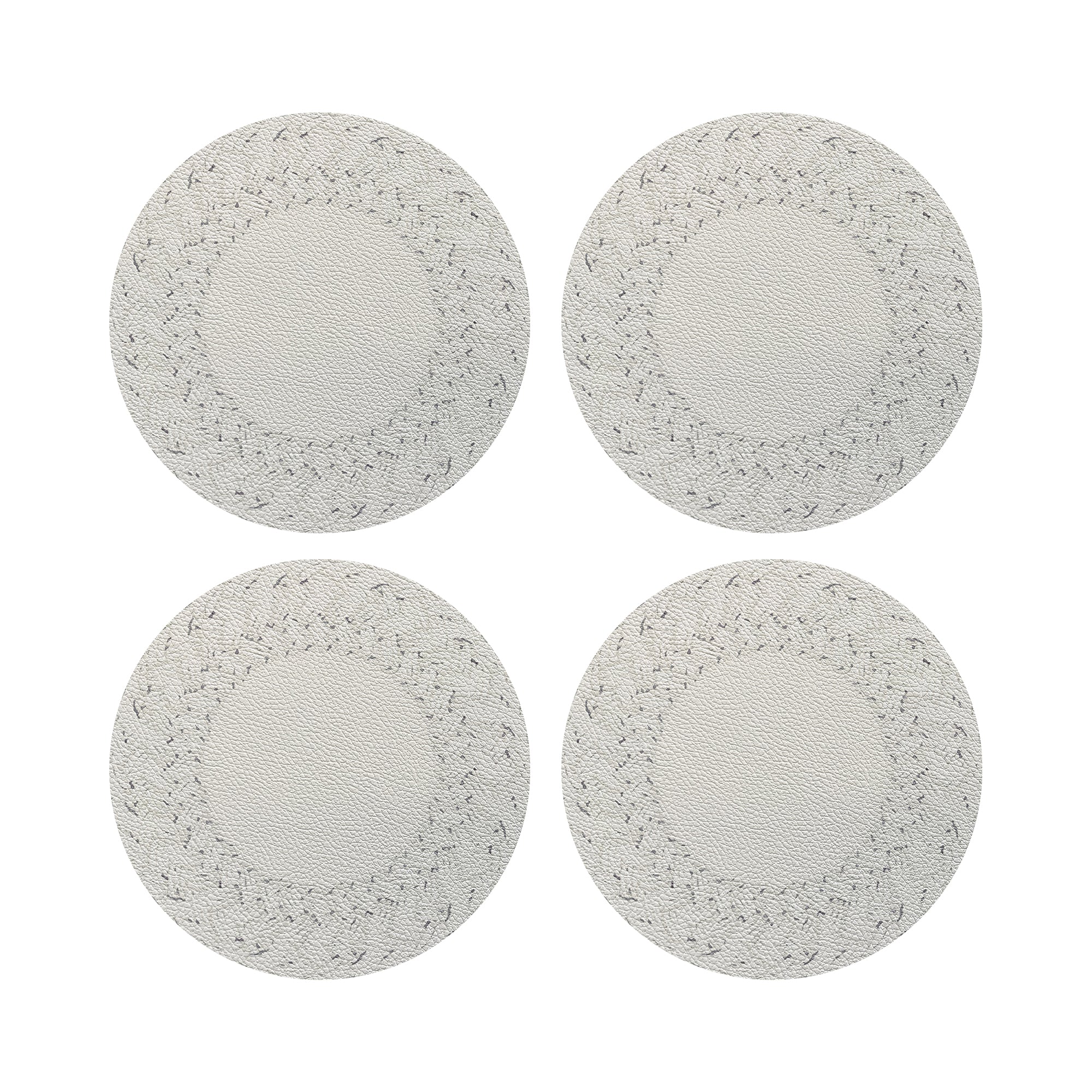 Raffia Nantucket Amagansett White Vegan Leather Round Pebble Placemat