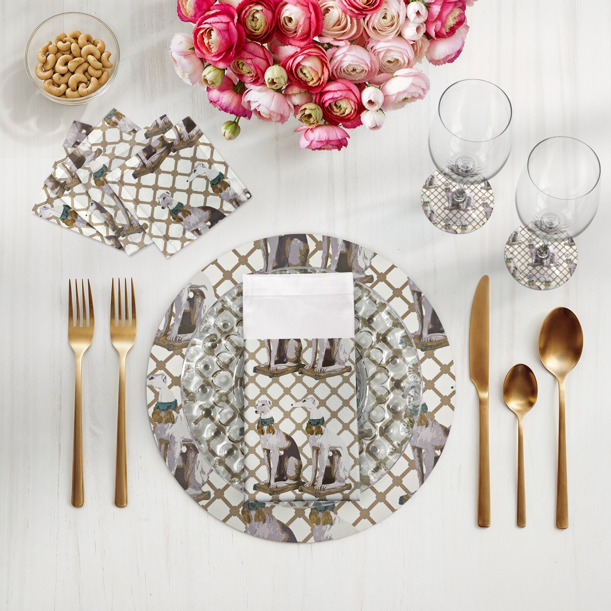 Regal Greyhound Luxe Vegan Leather Round Pebble Placemat - nicolettemayer.com
