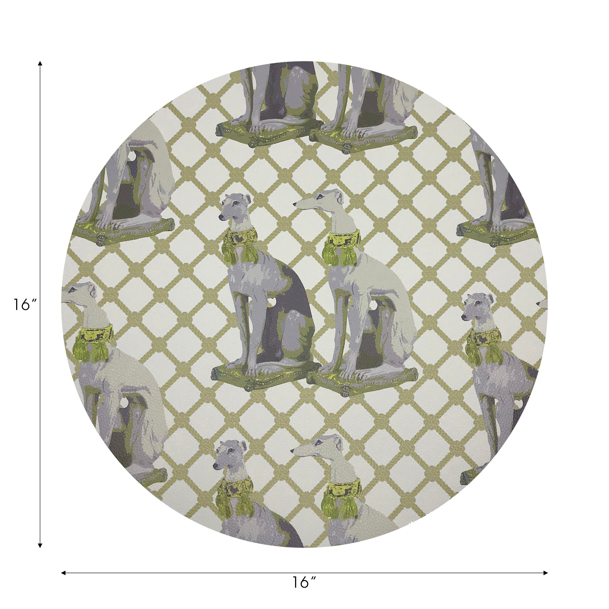 Regal Greyhound Gold Vegan Leather Round Pebble Placemat