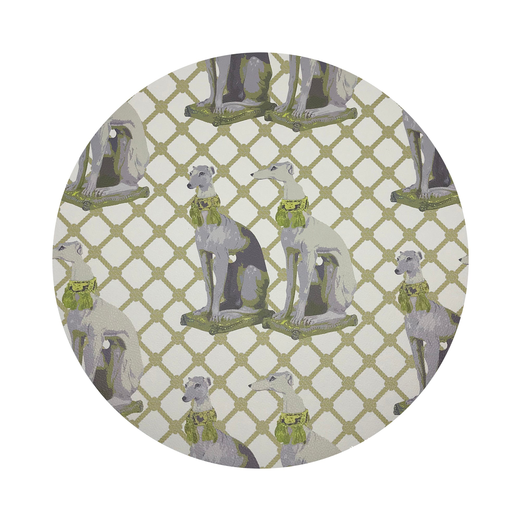 Regal Greyhound Gold Vegan Leather Round Pebble Placemat - nicolettemayer.com