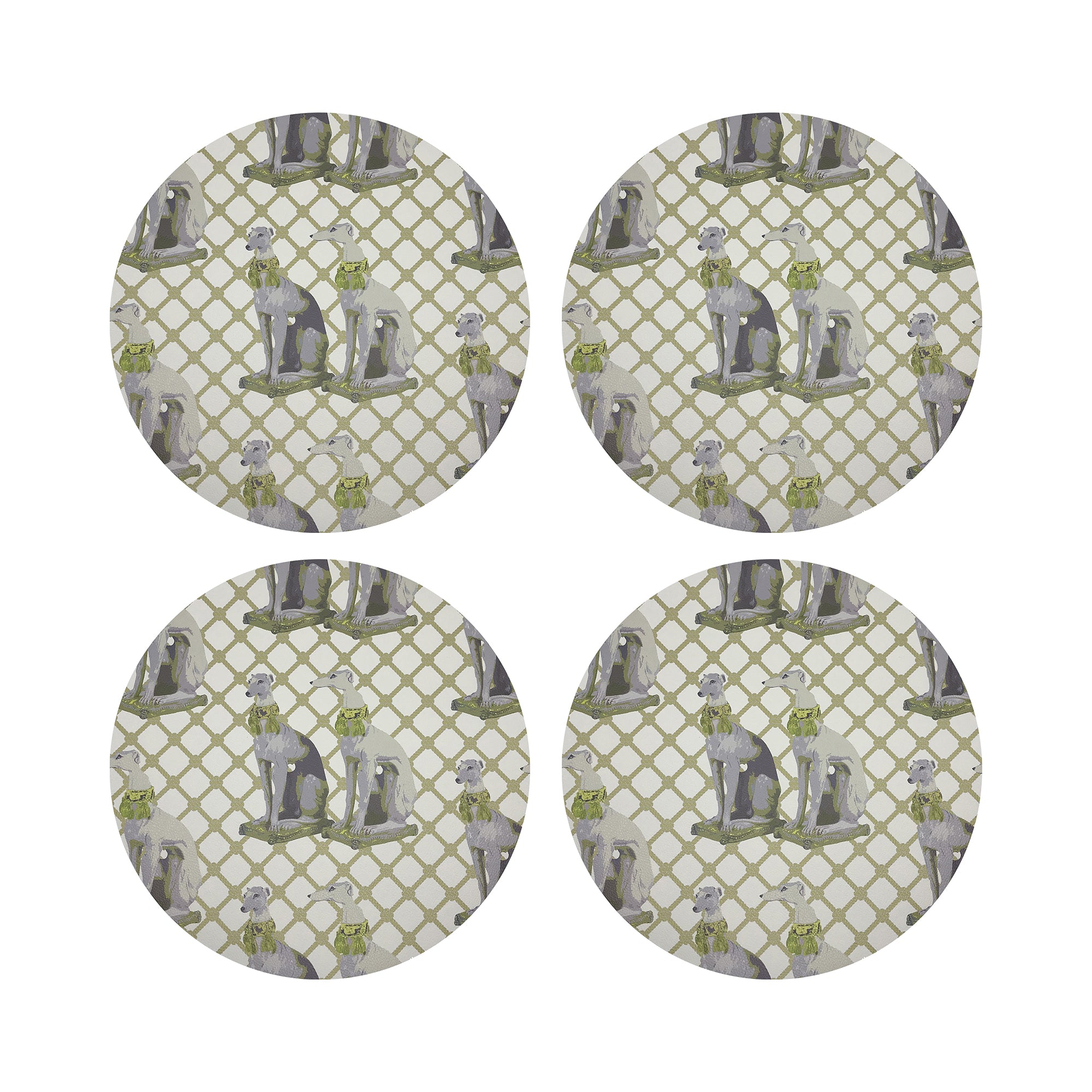 Regal Greyhound Gold Vegan Leather Round Pebble Placemat - nicolettemayer.com