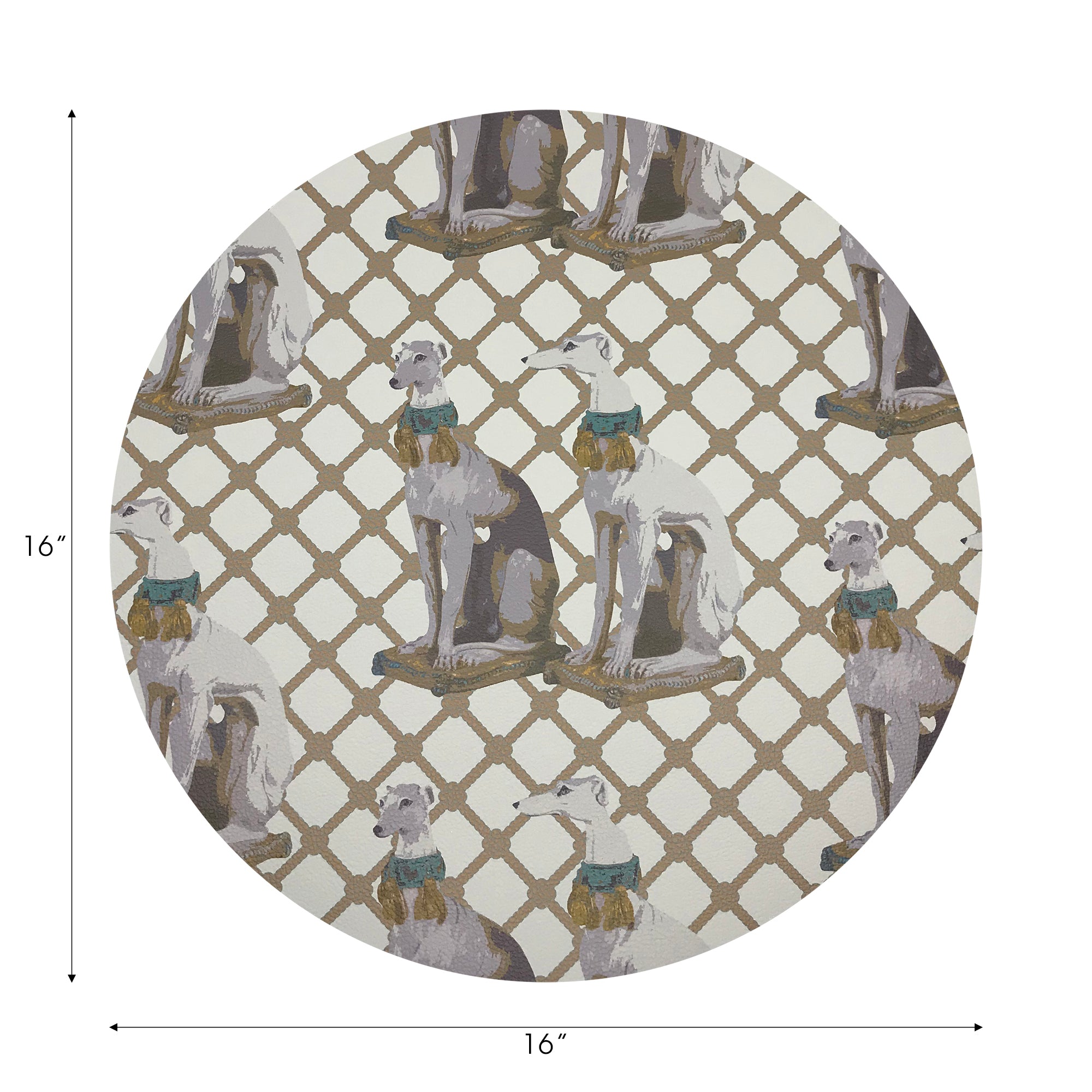 Regal Greyhound Luxe Vegan Leather Round Pebble Placemat