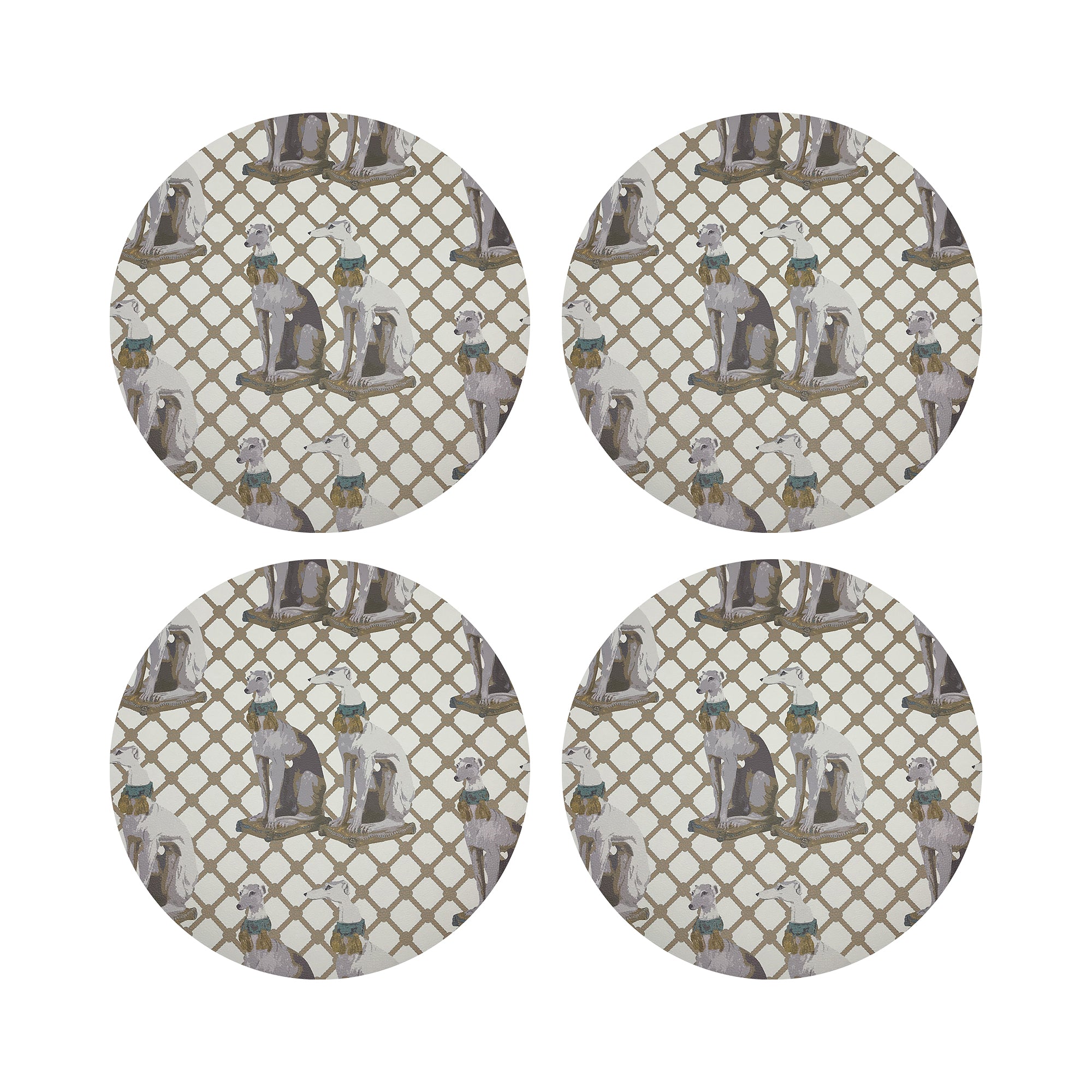 Regal Greyhound Luxe Vegan Leather Round Pebble Placemat - nicolettemayer.com