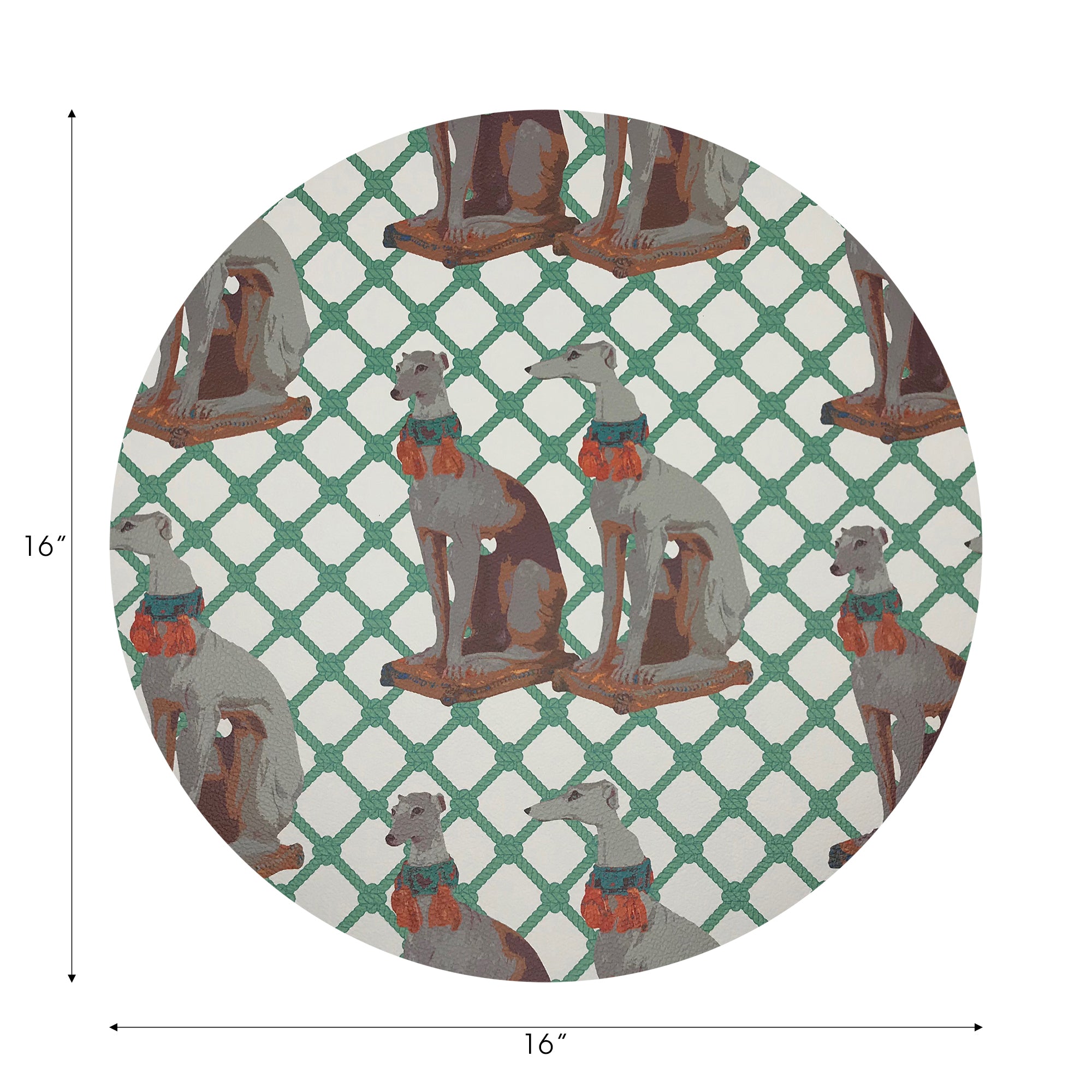 Regal Greyhound Marion Vegan Leather Round Pebble Placemat