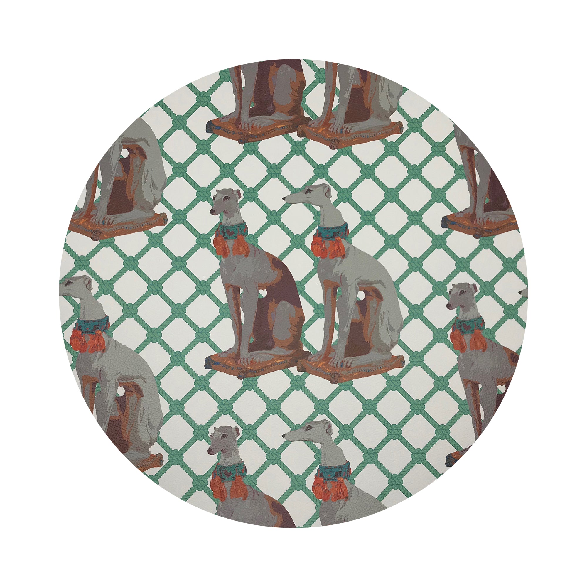 Regal Greyhound Marion Vegan Leather Round Pebble Placemat - nicolettemayer.com