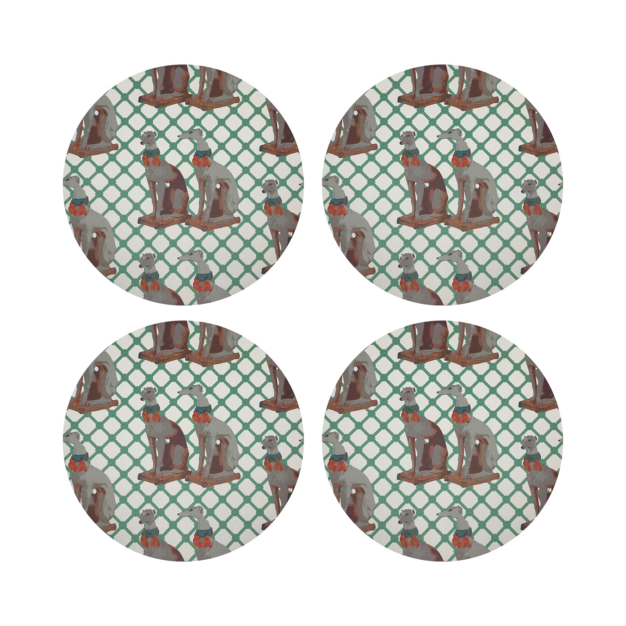Regal Greyhound Marion Vegan Leather Round Pebble Placemat - nicolettemayer.com