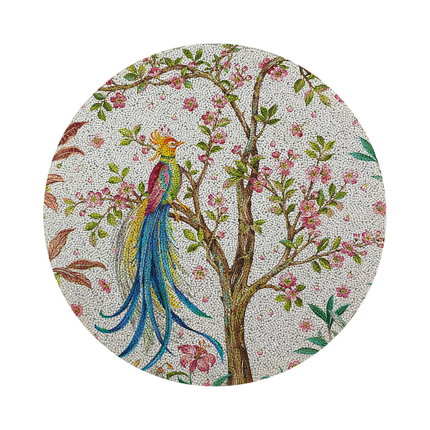 Resplendant Quesal White Round Beaded Placemat Smooth