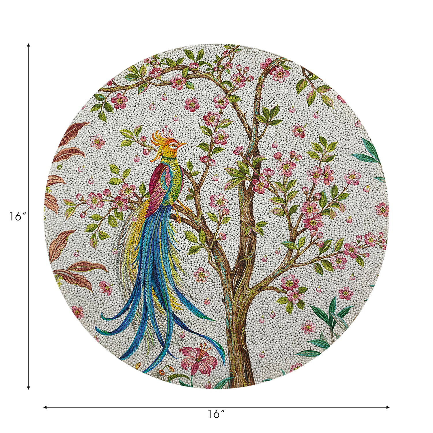 Resplendant Quesal White Round Beaded Placemat Smooth