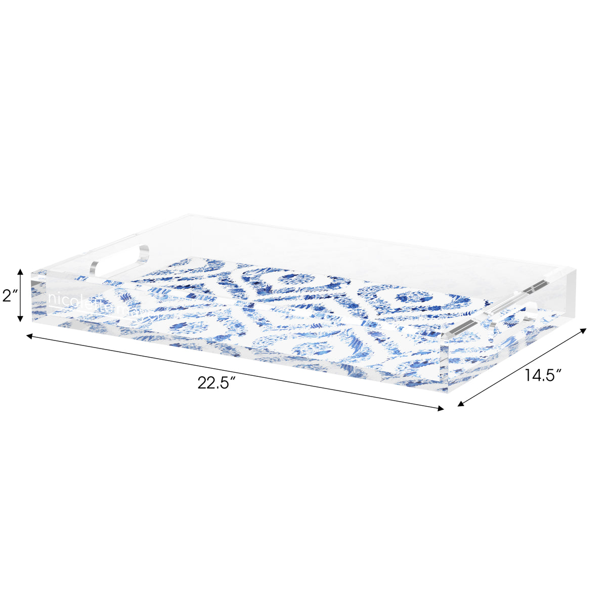 Royal Delft Ikat White Acrylic Decorative Tray, 22.5 x 14. in. by Nicolette Mayer