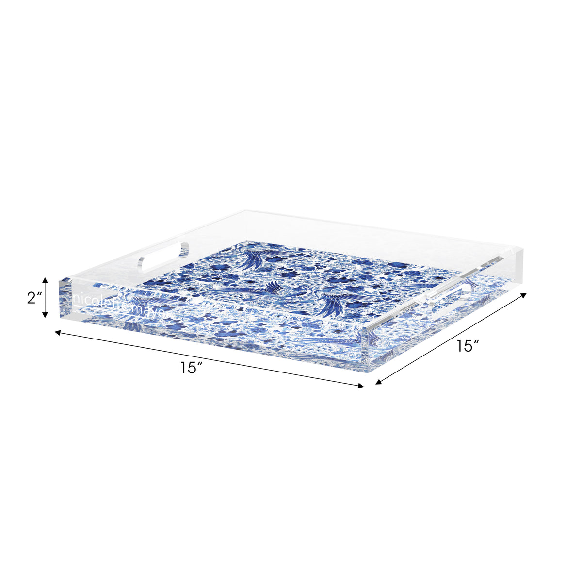 Royal Delft Inspiration White Acrylic Decorative Tray, 15 x 15 in. by Nicolette Mayer