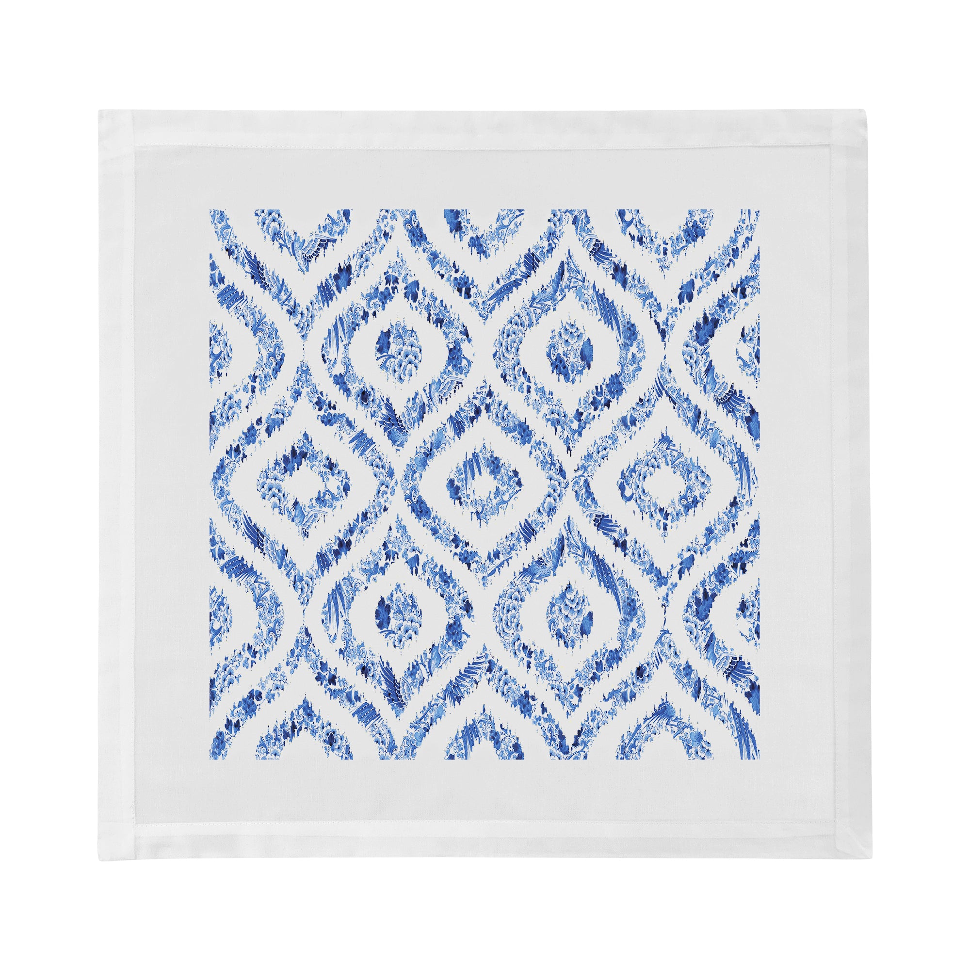 Royal Delft Ikat White Cotton Sateen Dinner Napkins - nicolettemayer.com