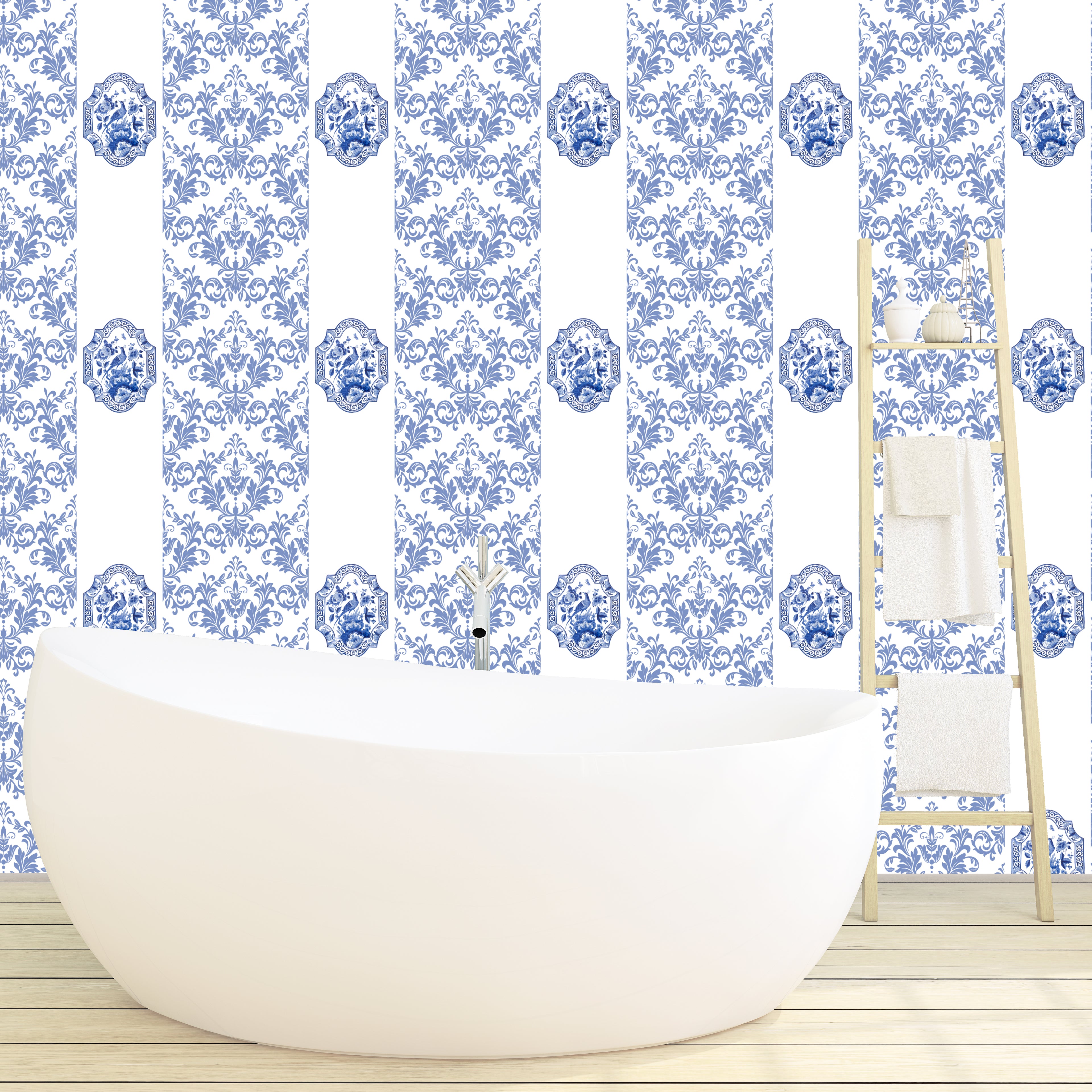 Imperial White Grasscloth Printed Wallpaper