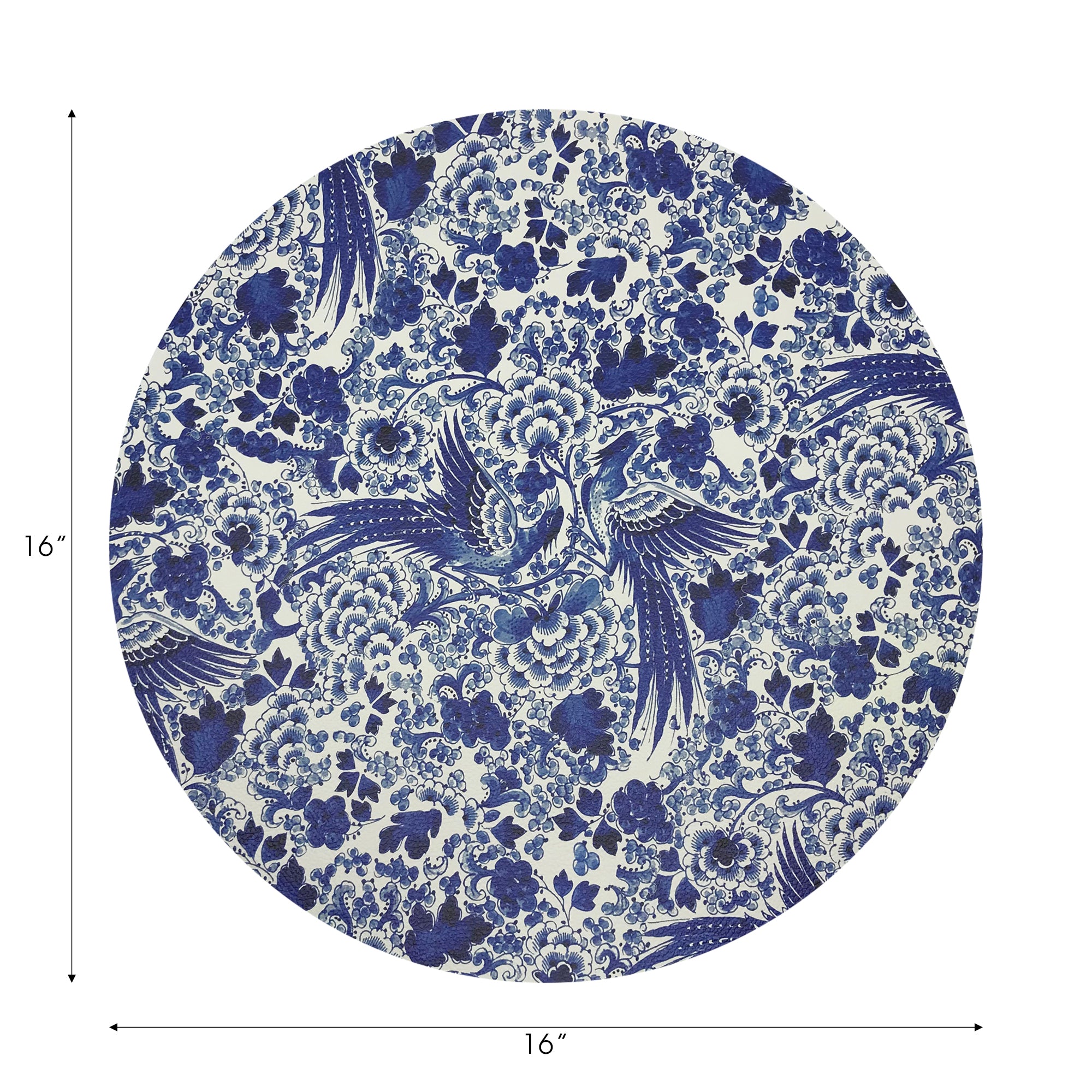Royal Delft Inspiration White Vegan Leather Round Pebble Placemat