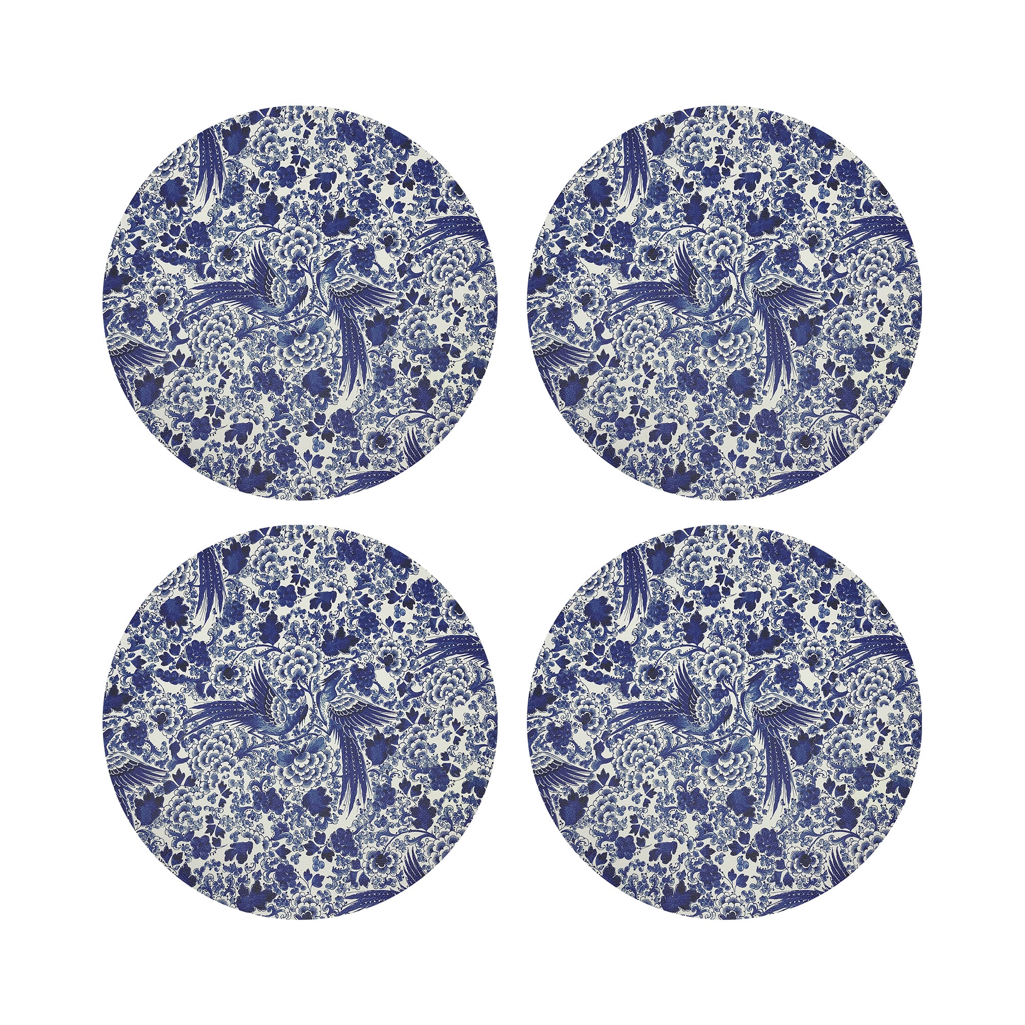 Royal Delft Inspiration White Vegan Leather Round Pebble Placemat - nicolettemayer.com