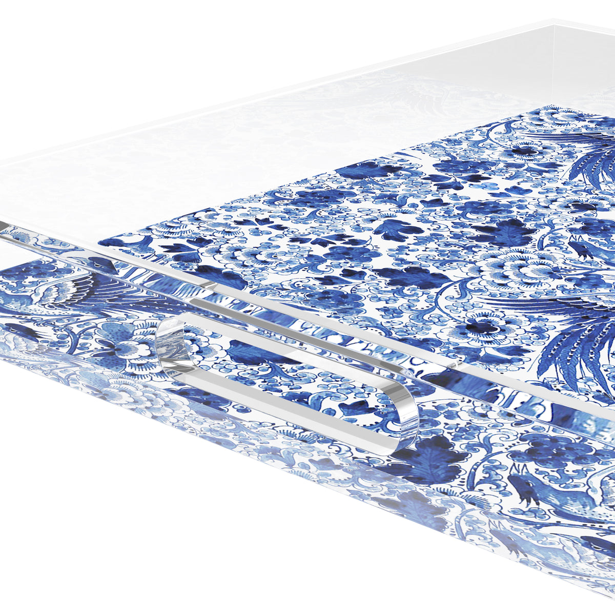 Royal Delft Inspiration White Acrylic Decorative Tray, 18 x 18 in. by Nicolette Mayer