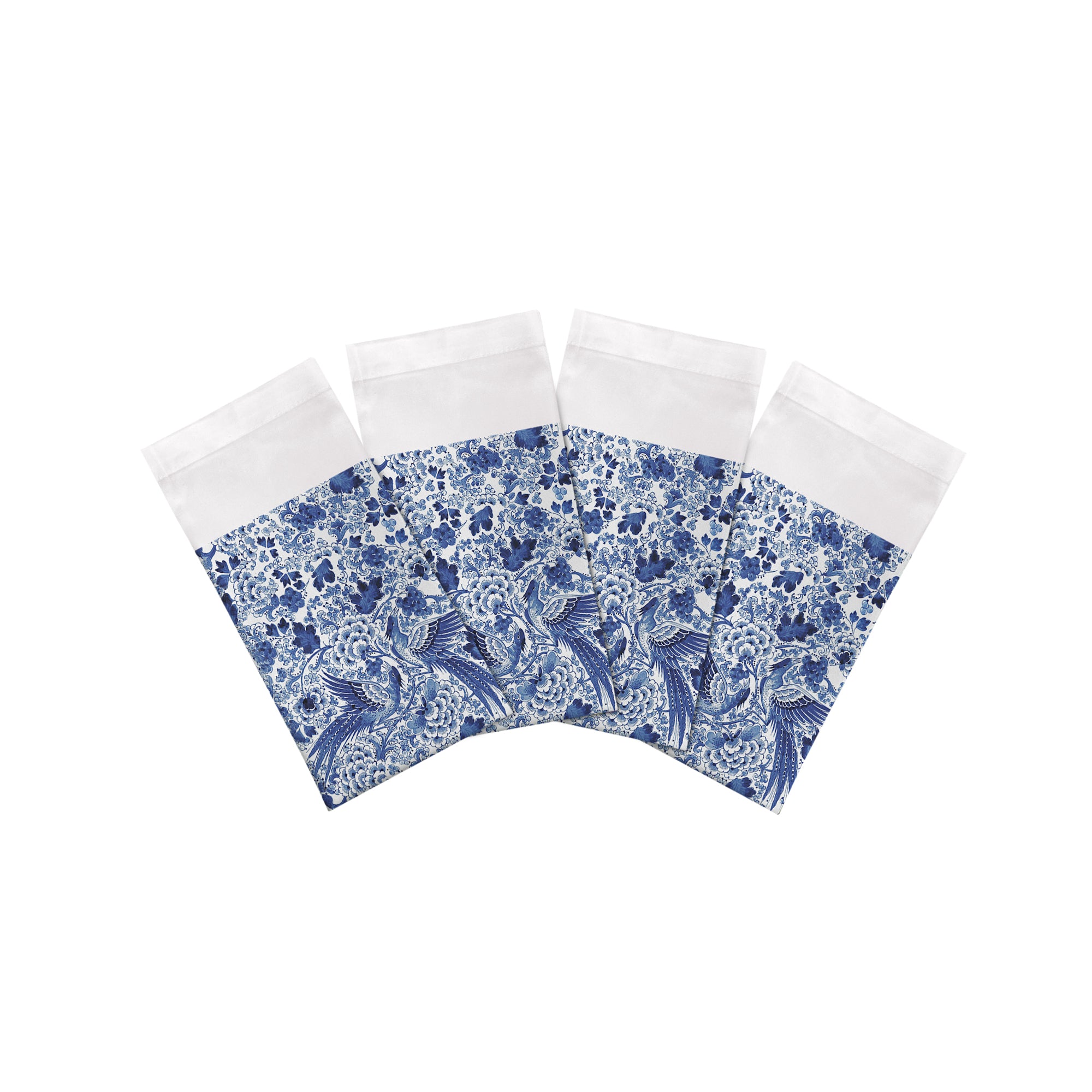 Royal Delft Inspiration White Cotton Sateen Dinner Napkins - nicolettemayer.com
