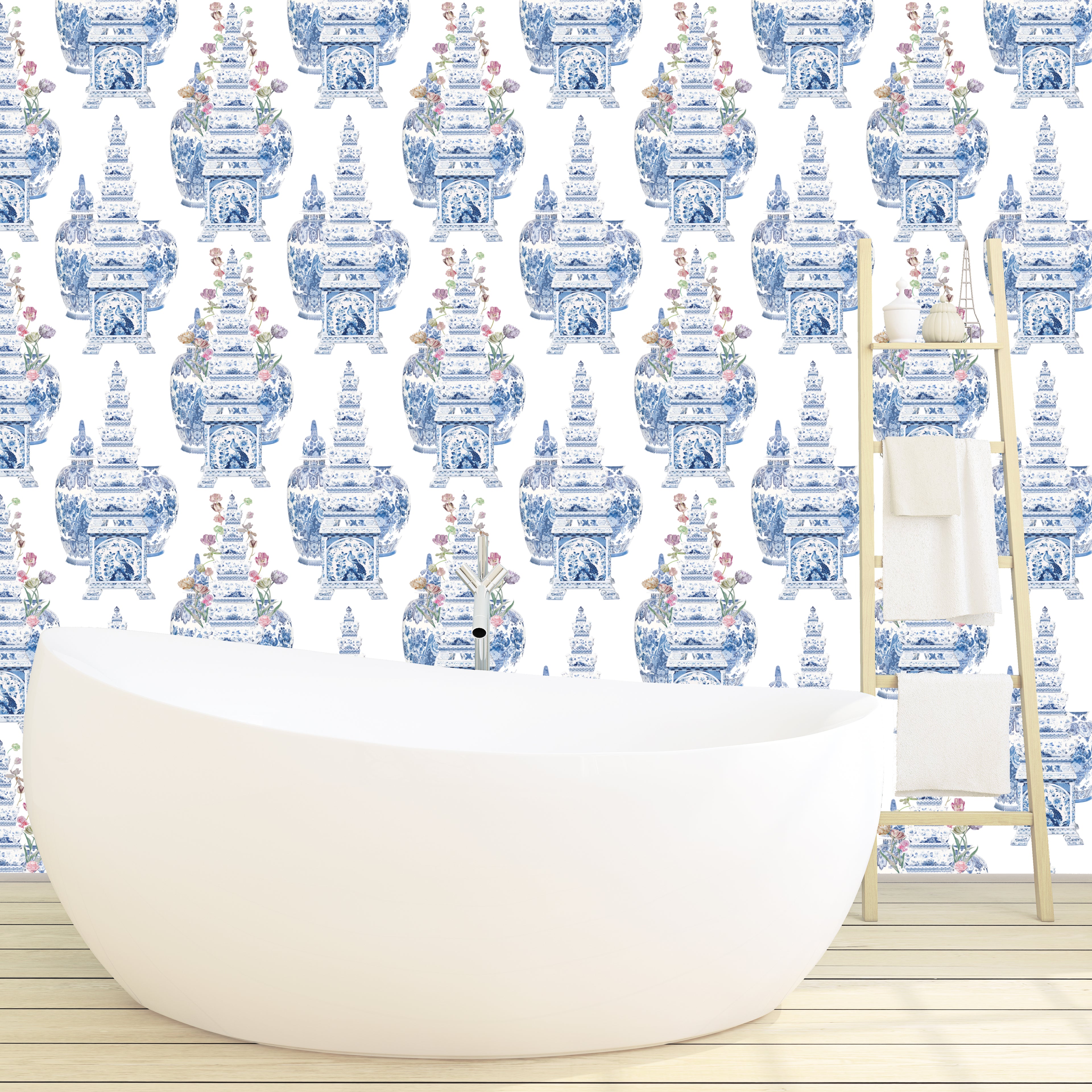 Masterpieces Tulip White Non-Woven Wallpaper