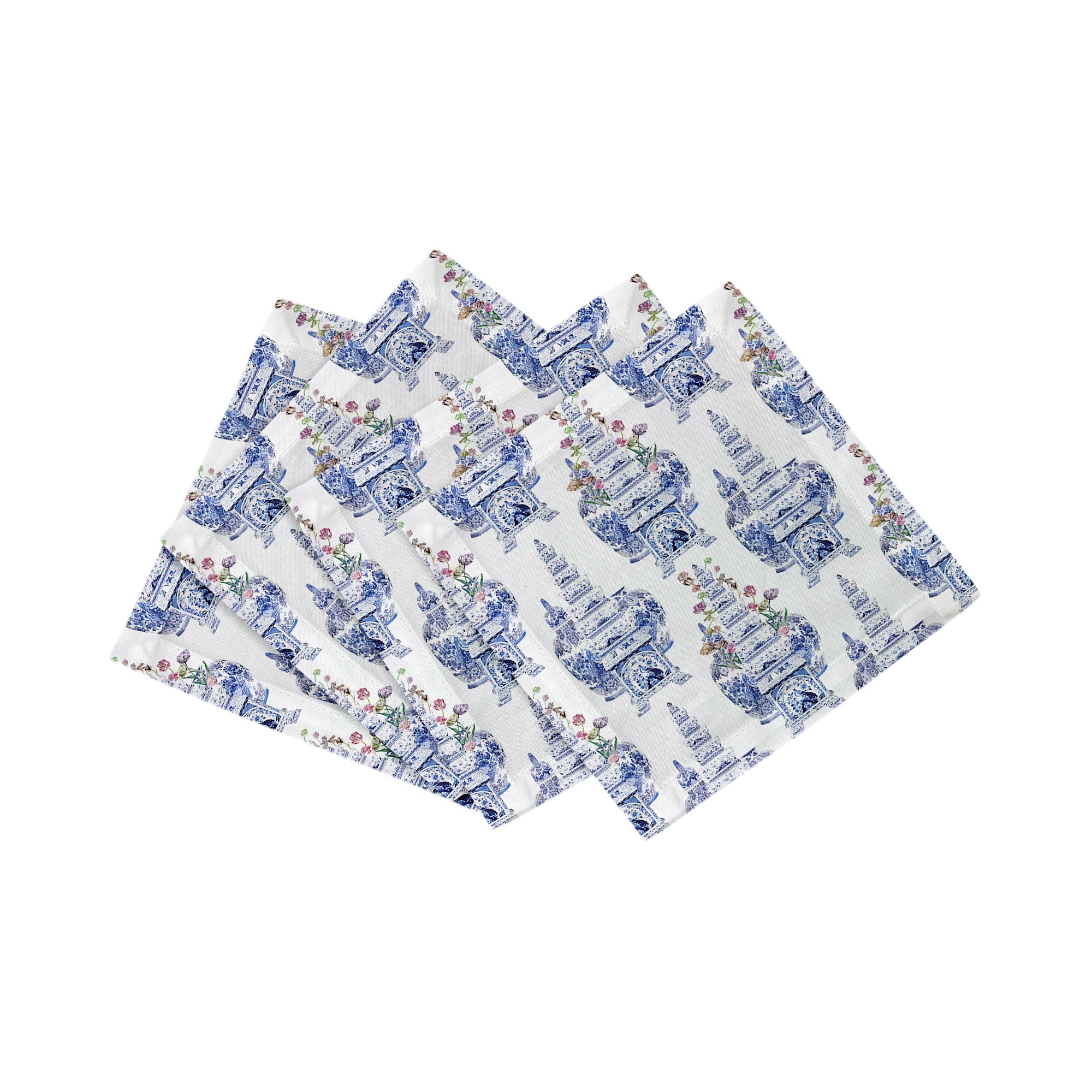 Royal Delft Masterpieces Tulips Cotton Sateen Cocktail Napkins