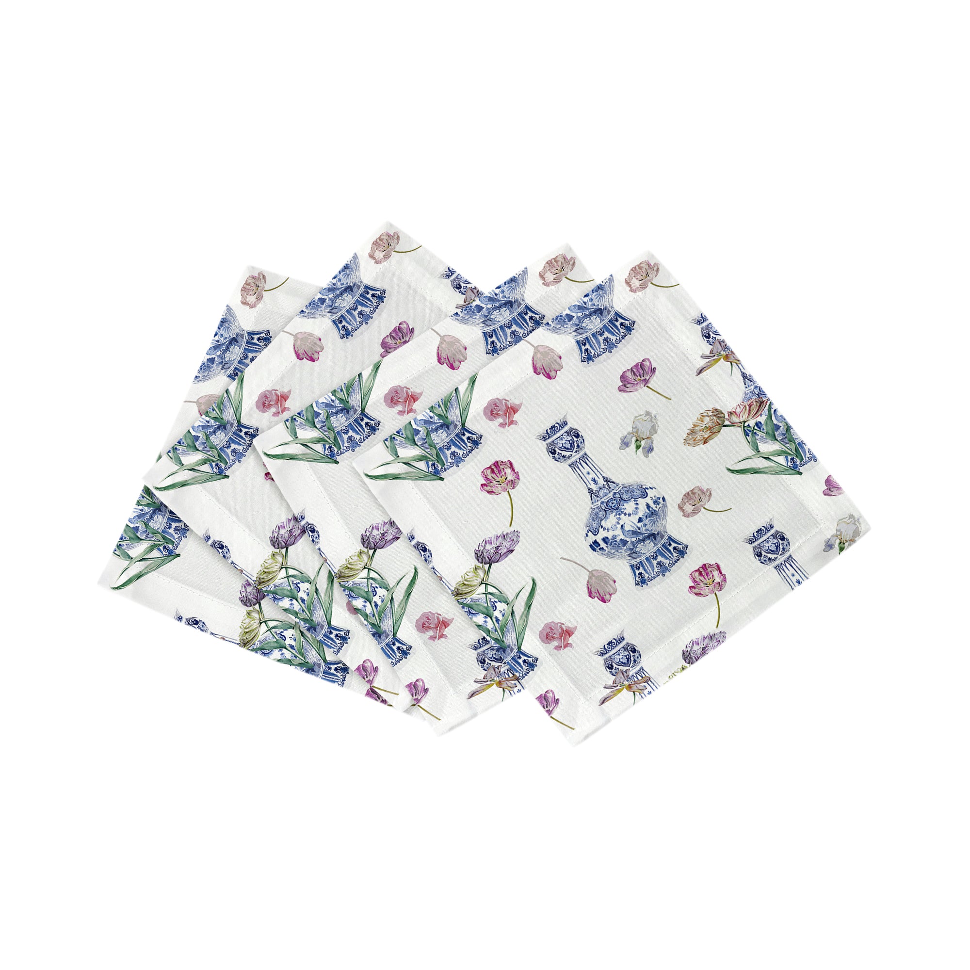 Royal Delft Purissima 6X6" Cotton Sateen Cocktail Napkins Set of 4 - nicolettemayer.com