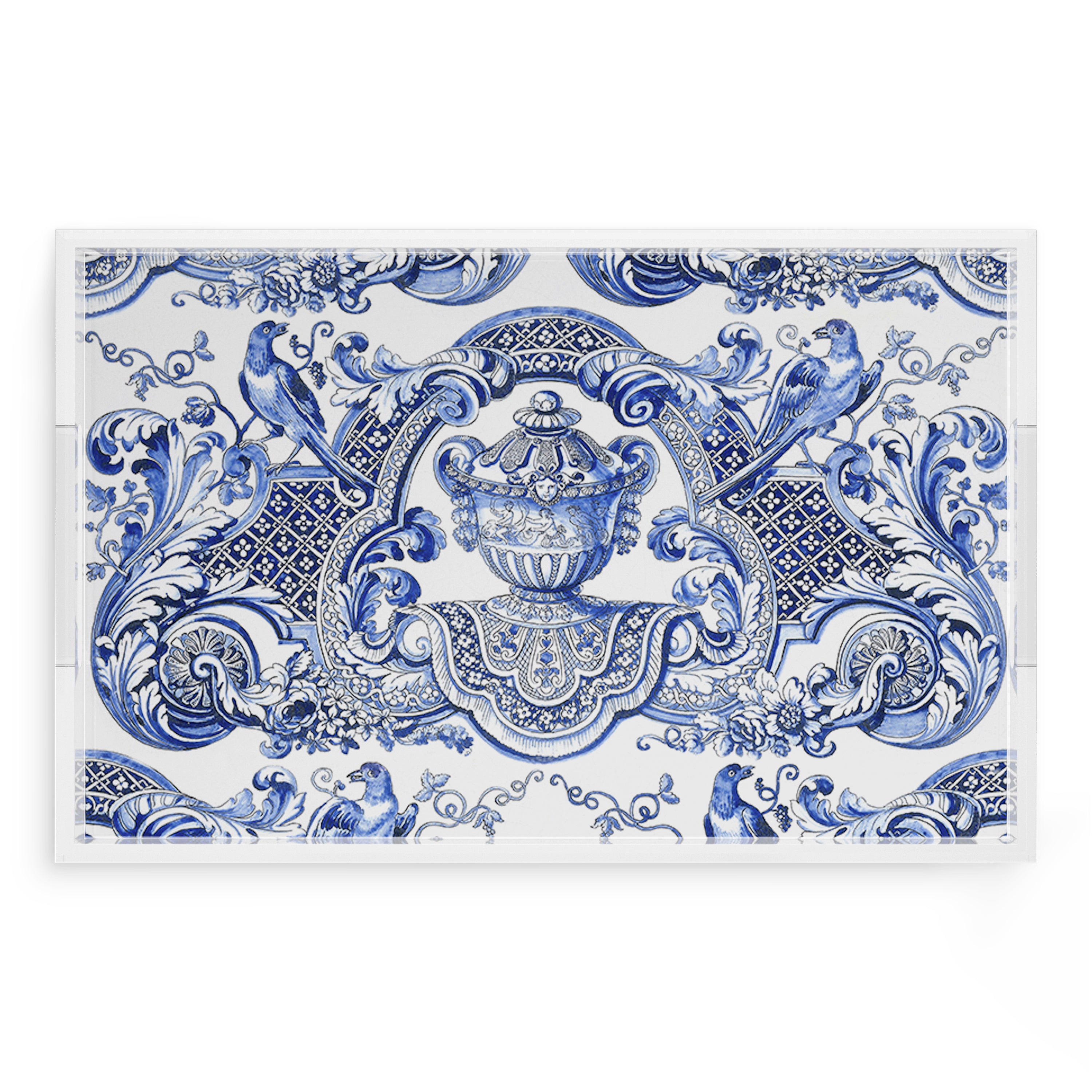 Royal Delft William Mary Blue 22.5X14.5 Acrylic Tray - nicolettemayer.com