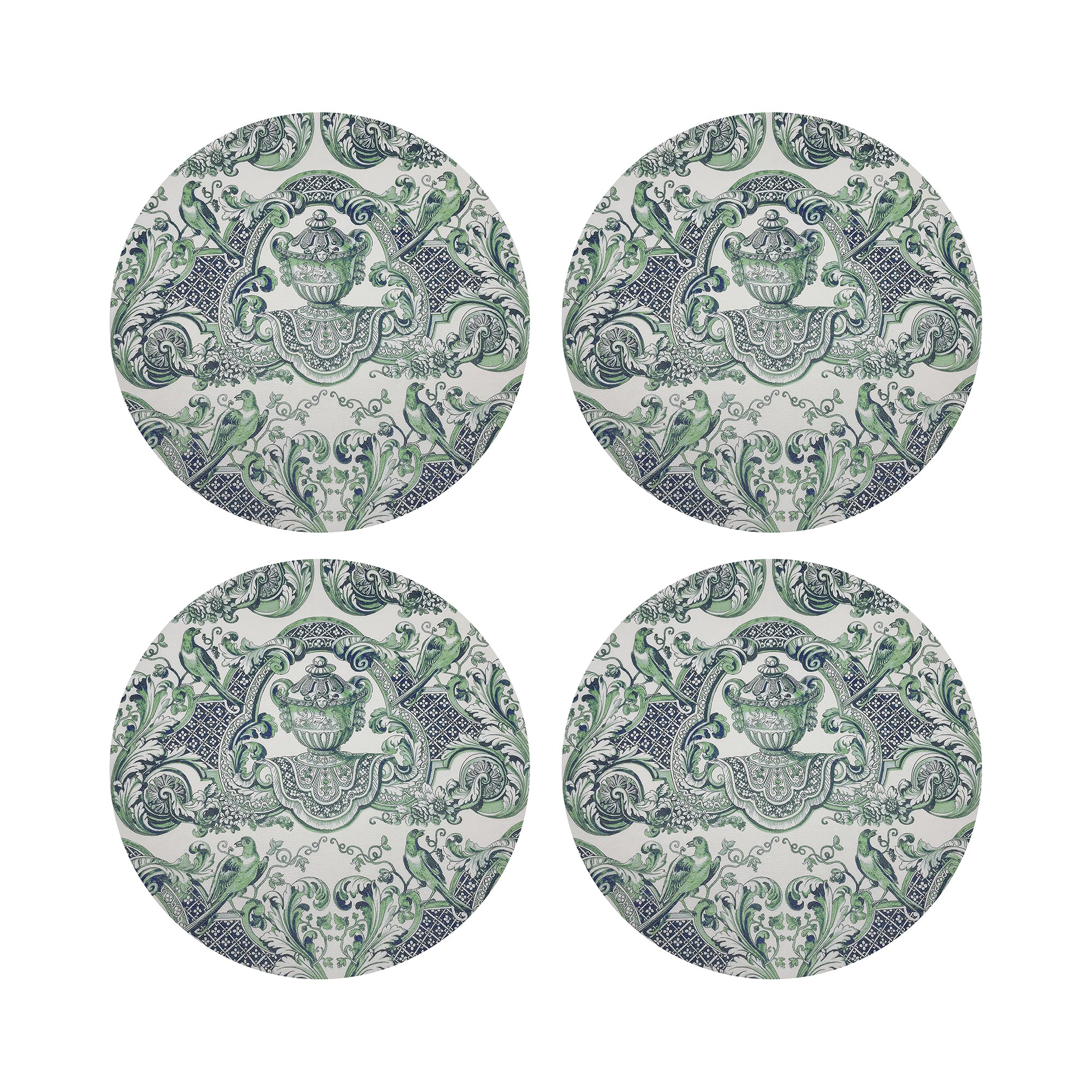 ROYAL DELFT WILLIAM AND MARY BLUE 16" Round Pebble Placemats, Set of 4 - nicolettemayer.com