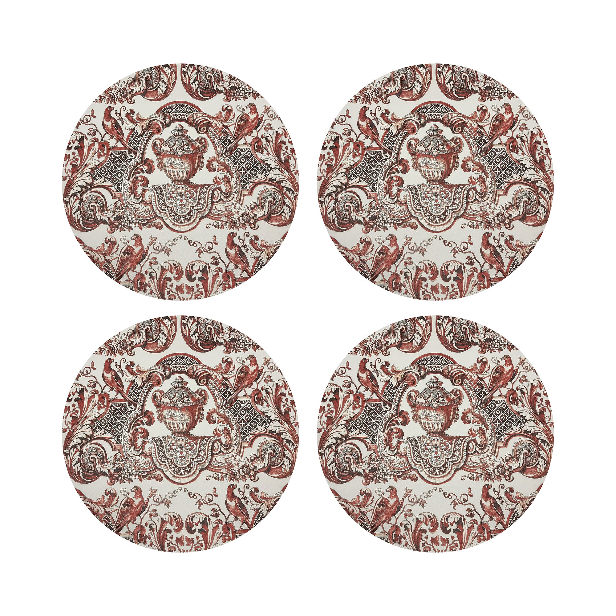 ROYAL DELFT WILLIAM AND MARY RED 16" Round Pebble Placemats, Set of 4 - nicolettemayer.com