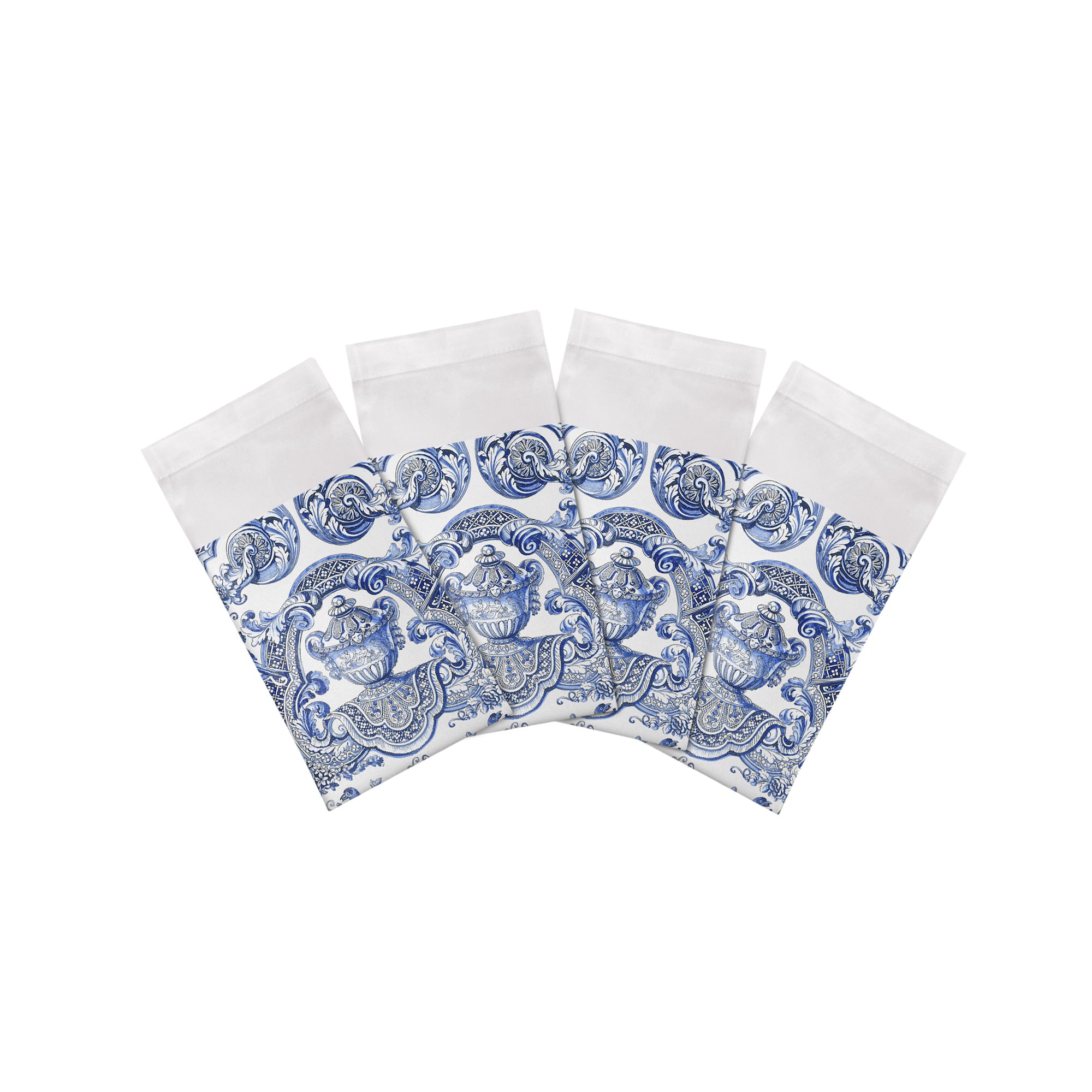 Royal Delft William And Mary Blue Cotton Sateen Dinner Napkins