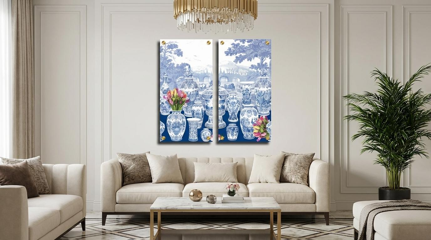 Royal Delft Garniture Acrylic Diptych – Set of 2 Modern Wall Art