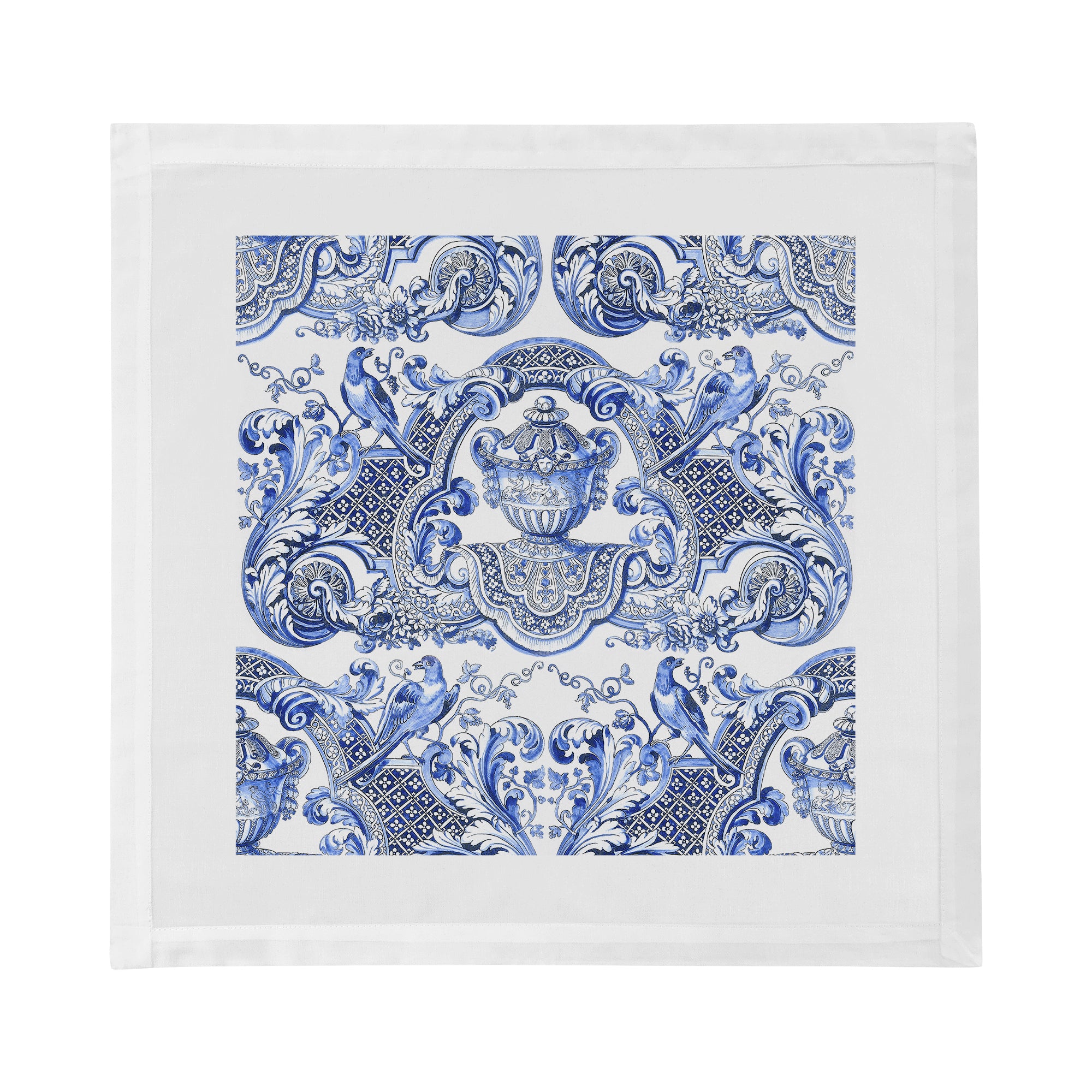 Royal Delft William And Mary Blue Cotton Sateen Dinner Napkins - nicolettemayer.com
