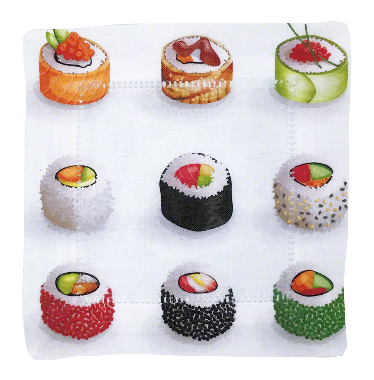 Sushi Go 6X6" Cocktailservietten aus Baumwollsatin, 4er-Set