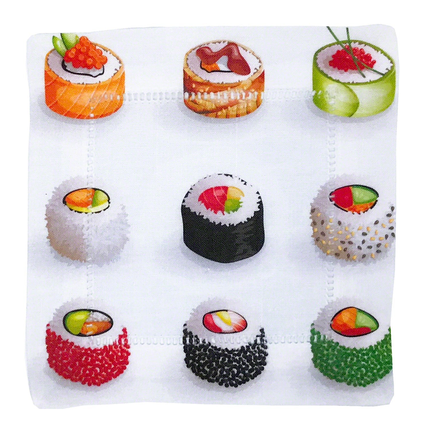 Sushi Go 6X6" Cocktailservietten aus Baumwollsatin, 4er-Set