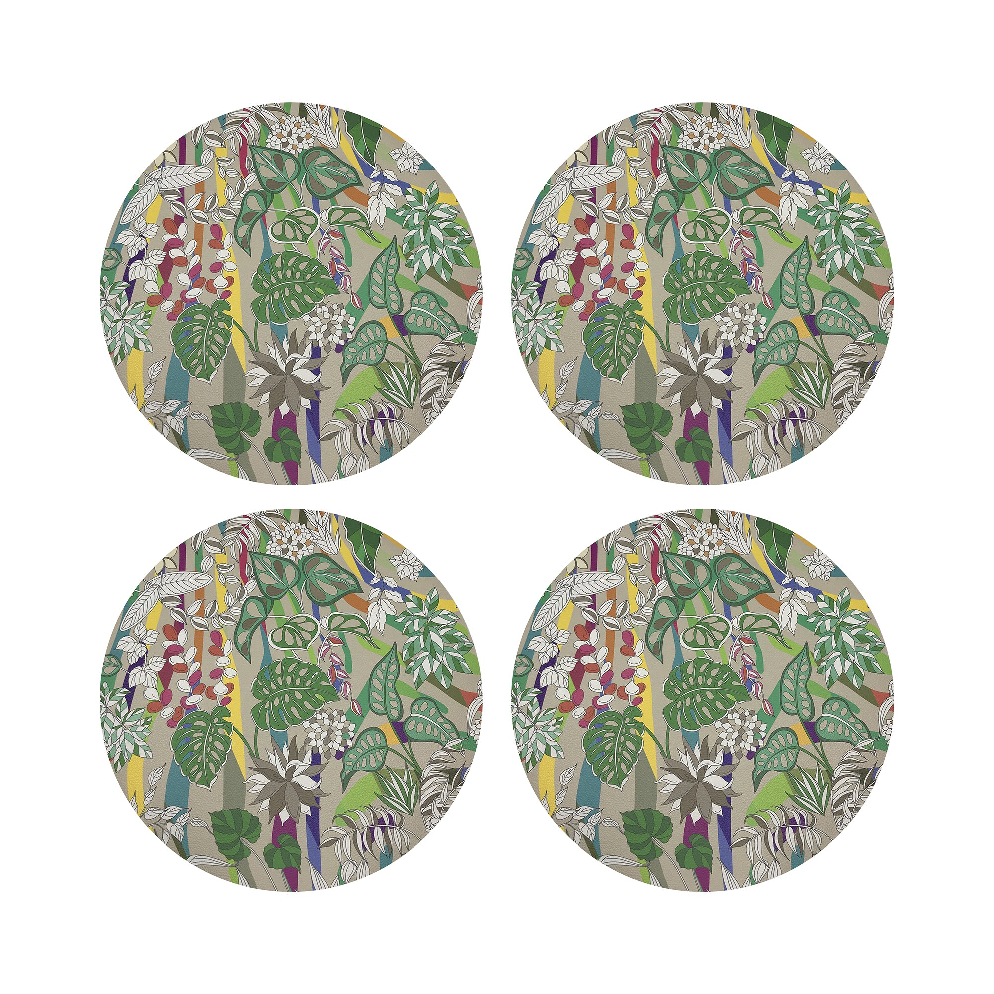 Sabi Jungle Beige 16" Round Pebble Placemats, Set of 4 - nicolettemayer.com