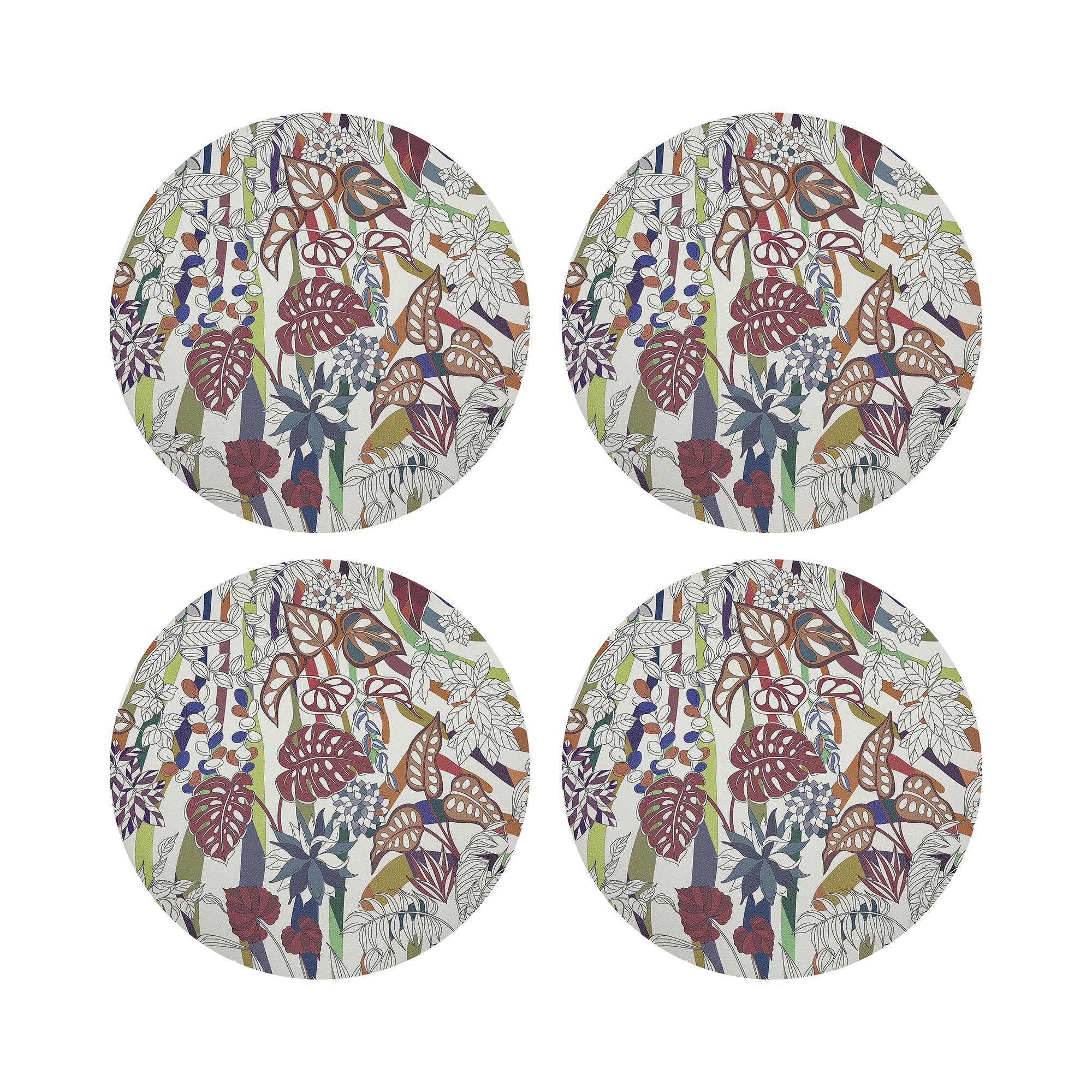 Sabi Jungle Cherry 16" Round Pebble Placemats, Set of 4 - nicolettemayer.com
