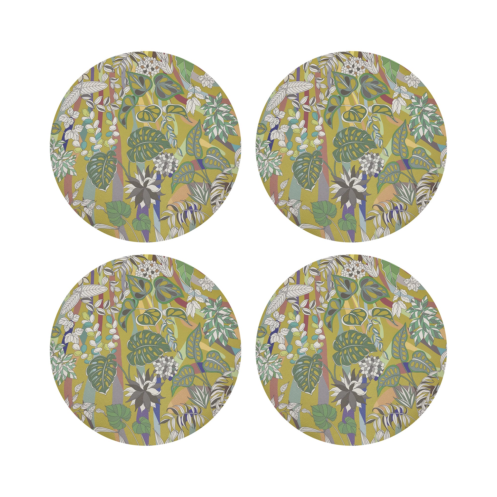 Sabi Jungle Dijon 16" Round Pebble Placemats, Set of 4 - nicolettemayer.com