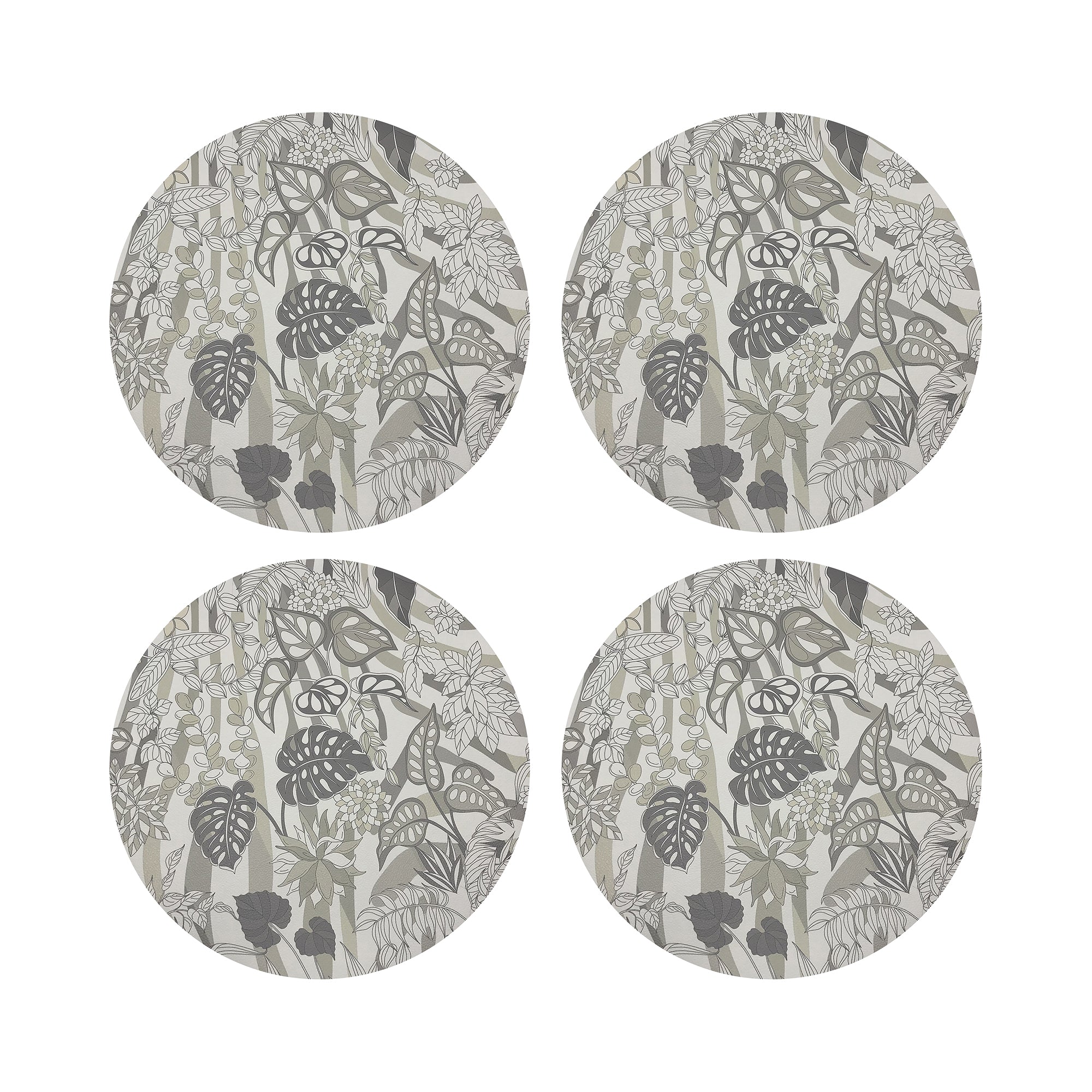 Sabi Jungle Neutral Vegan Leather Round Pebble Placemat