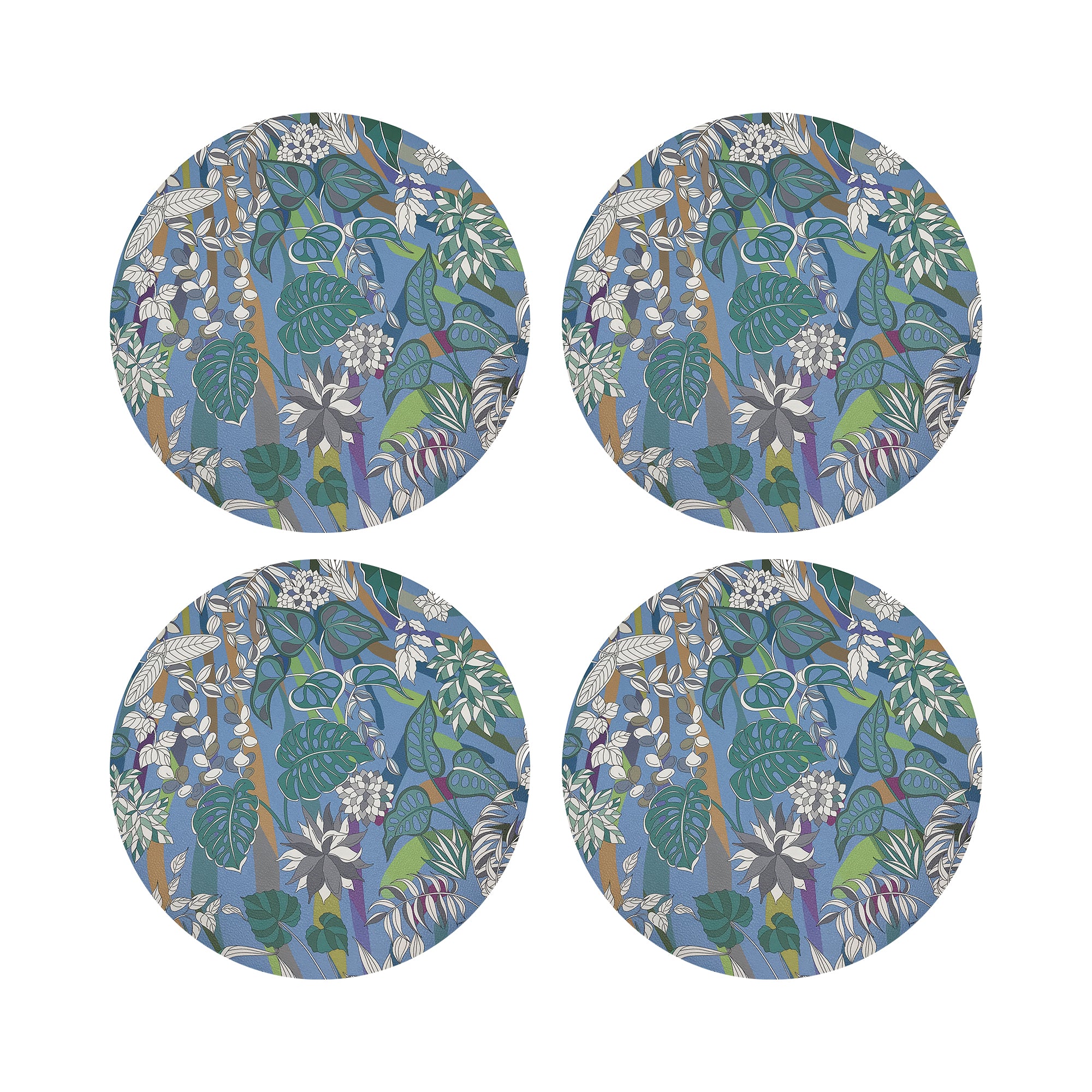 Sabi Jungle Savuti 16" Round Pebble Placemats, Set of 4 - nicolettemayer.com