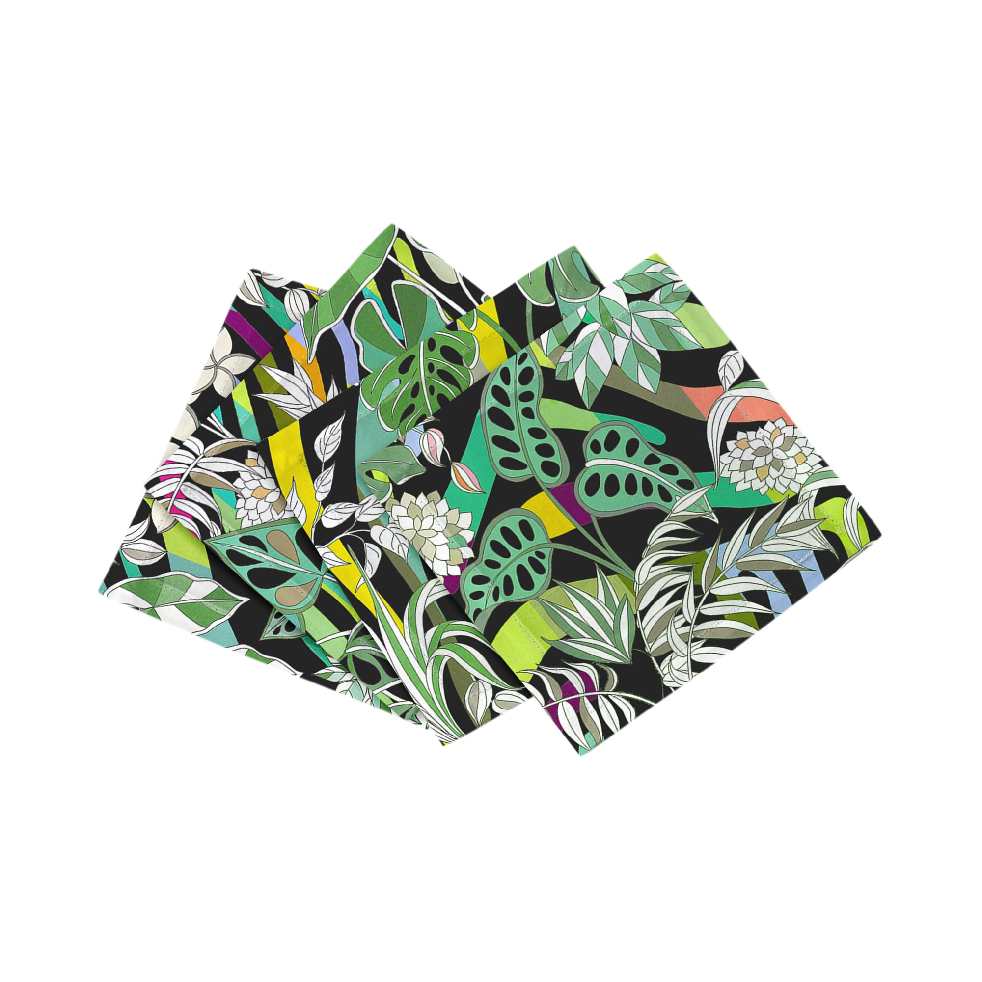 Sabi Jungle Black Cotton Sateen Cocktail Napkins