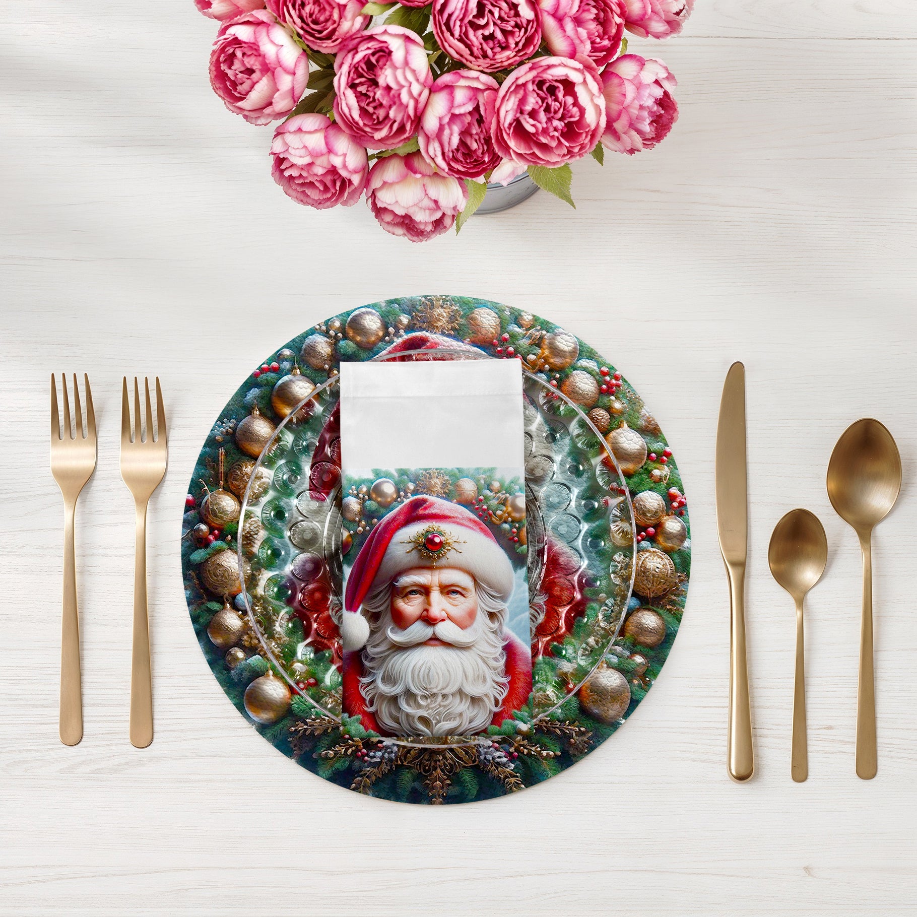 Santa Claus Cotton Sateen Dinner Napkins